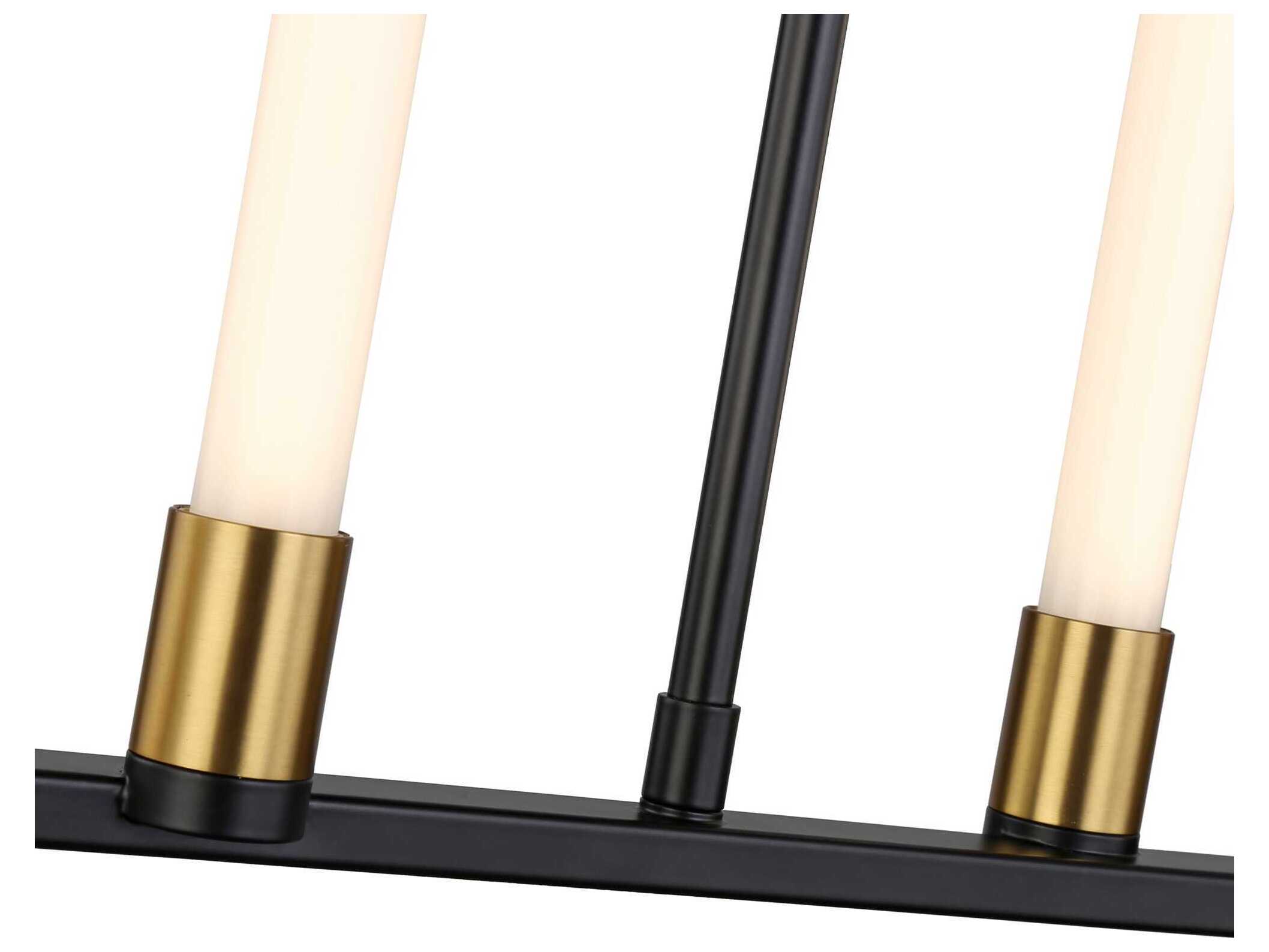 Artcraft Infiniti 6-Light Matte Black Brass Glass LED Cylinder Linear Island Pendant