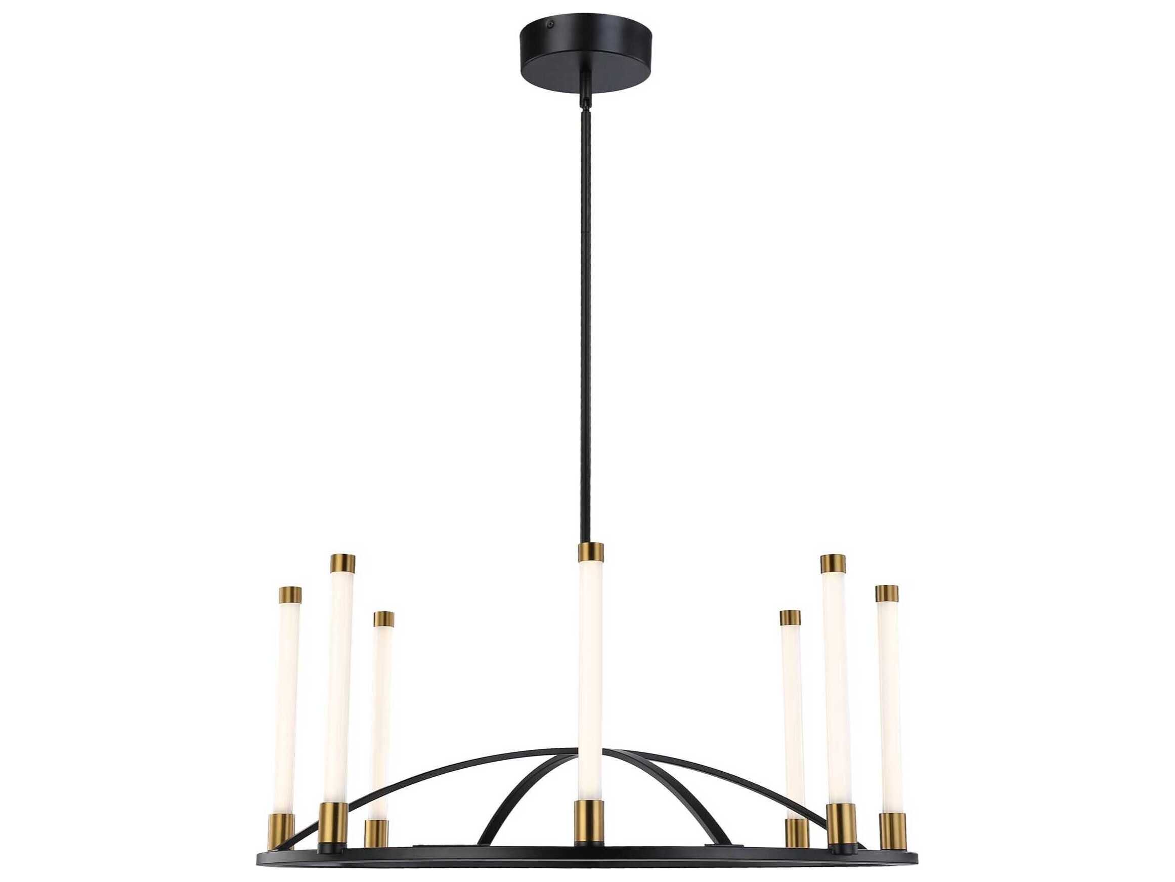 Artcraft Infiniti 8-Light Matte Black Brass Glass LED Cylinder Linear Chandelier