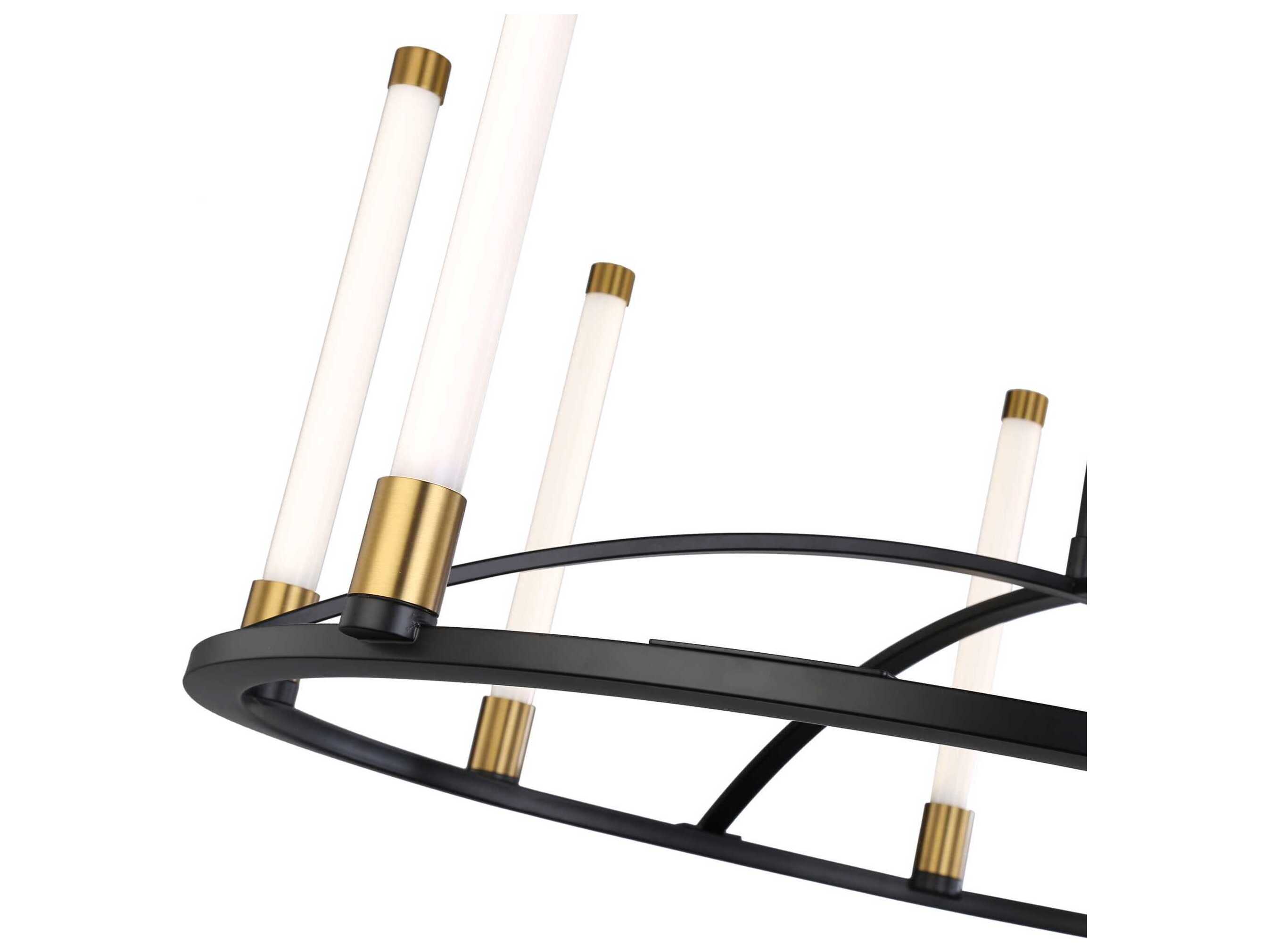 Artcraft Infiniti 8-Light Matte Black Brass Glass LED Cylinder Linear Chandelier