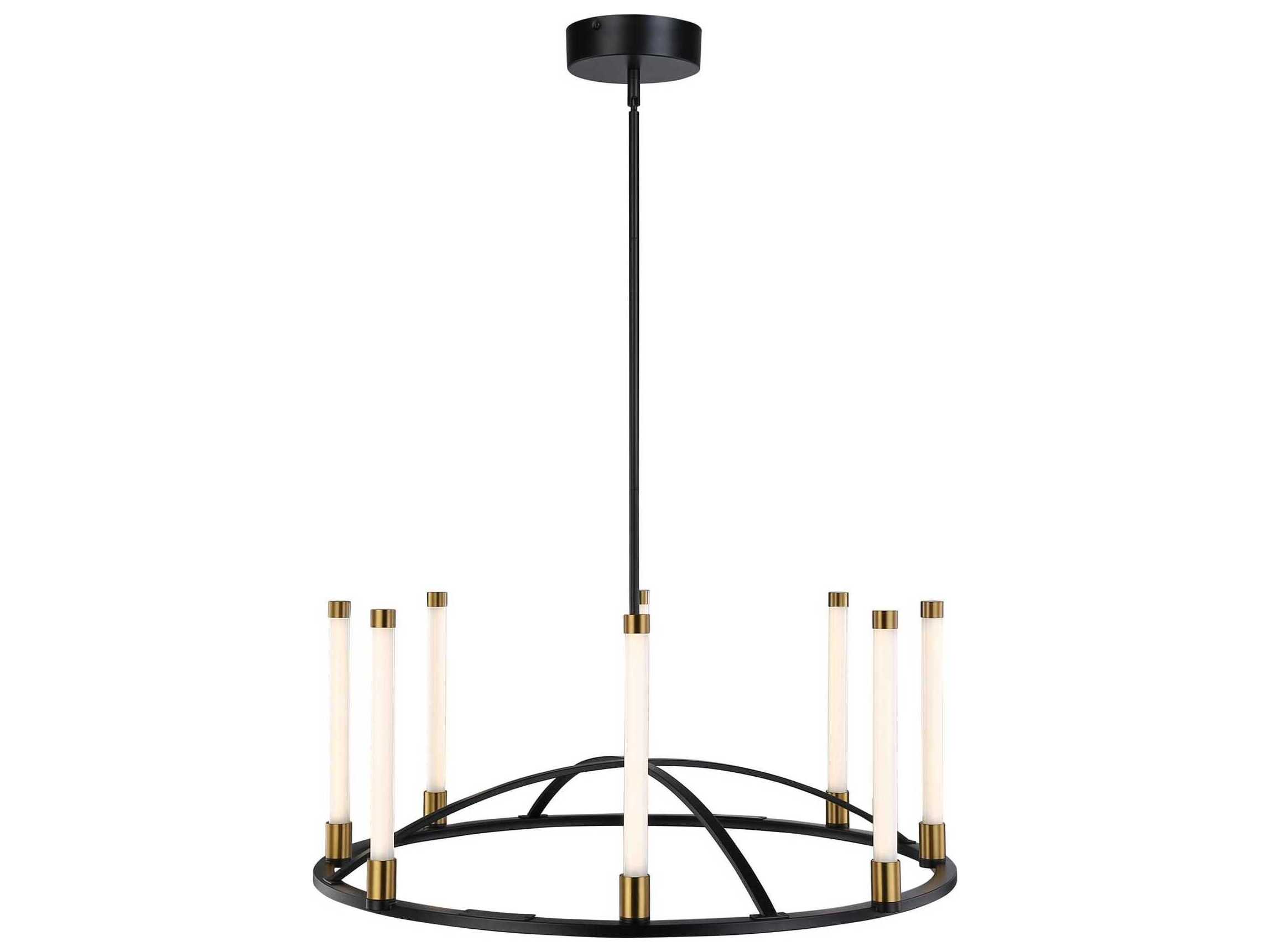 Artcraft Infiniti 8-Light Matte Black Brass Glass LED Cylinder Linear Chandelier
