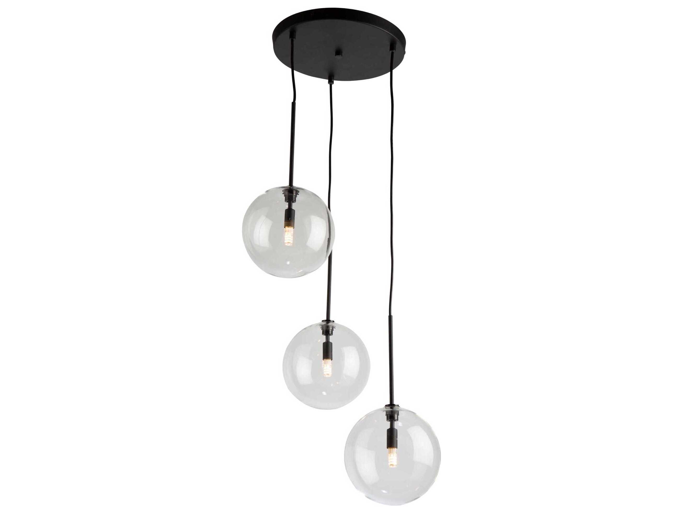 Artcraft Pinpoint 3-Light Black Glass Globe Pendant