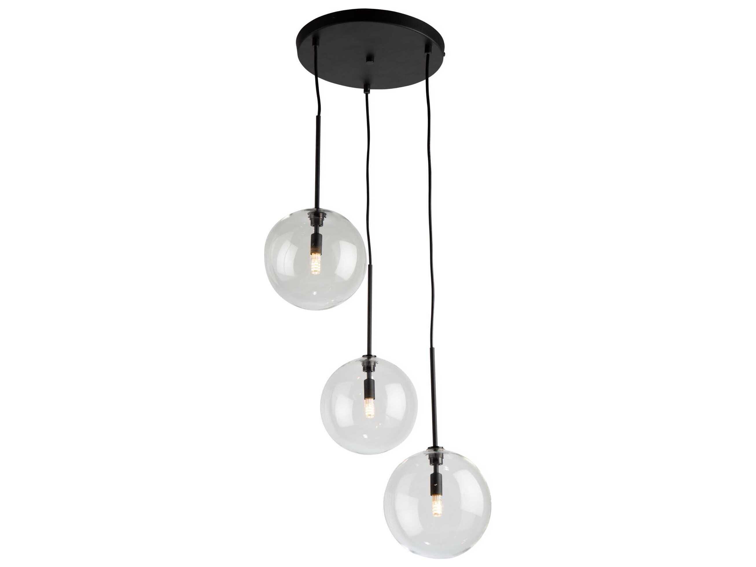 Artcraft Pinpoint 3-Light Black Glass Globe Pendant