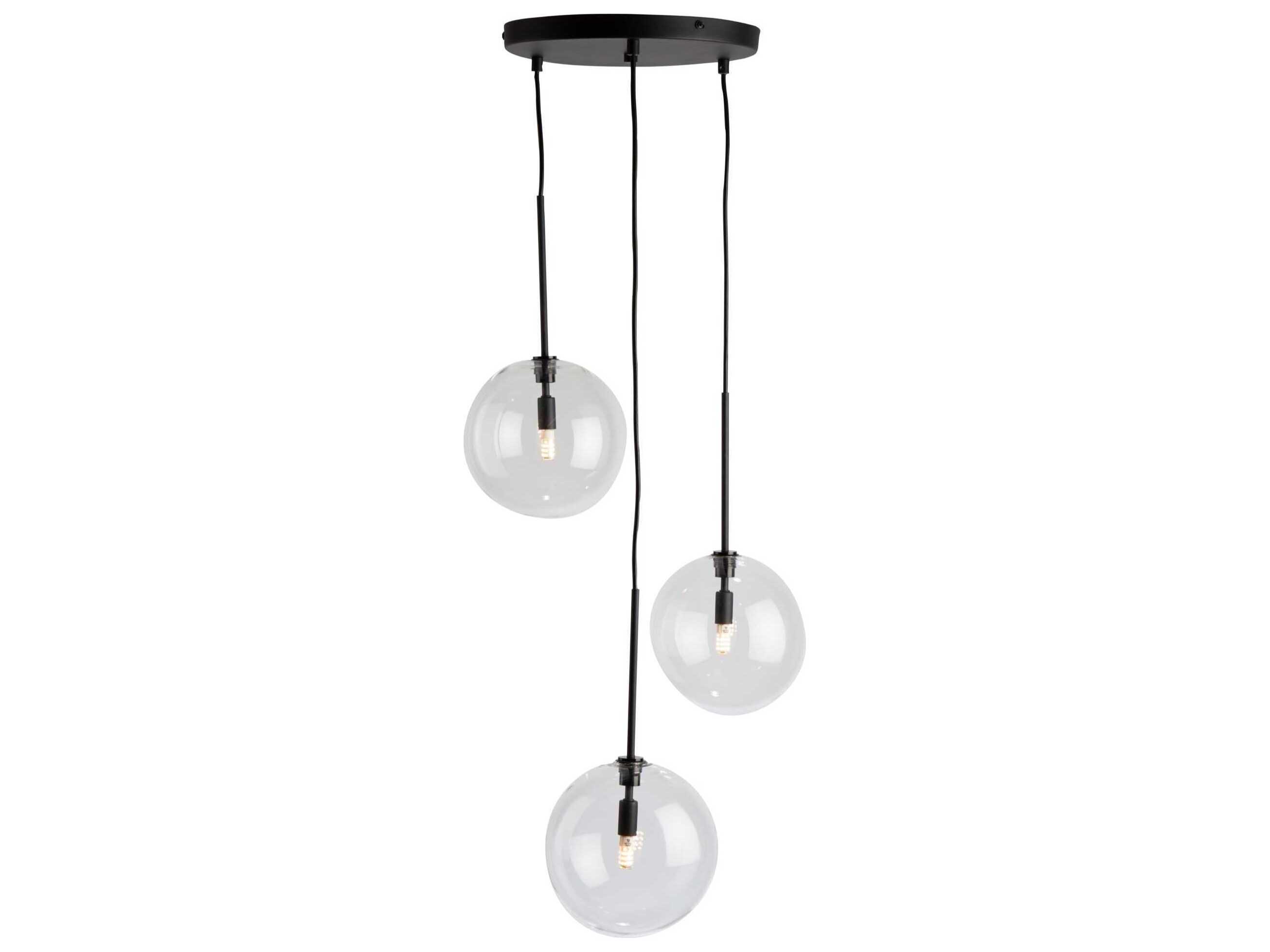 Artcraft Pinpoint 3-Light Black Glass Globe Pendant