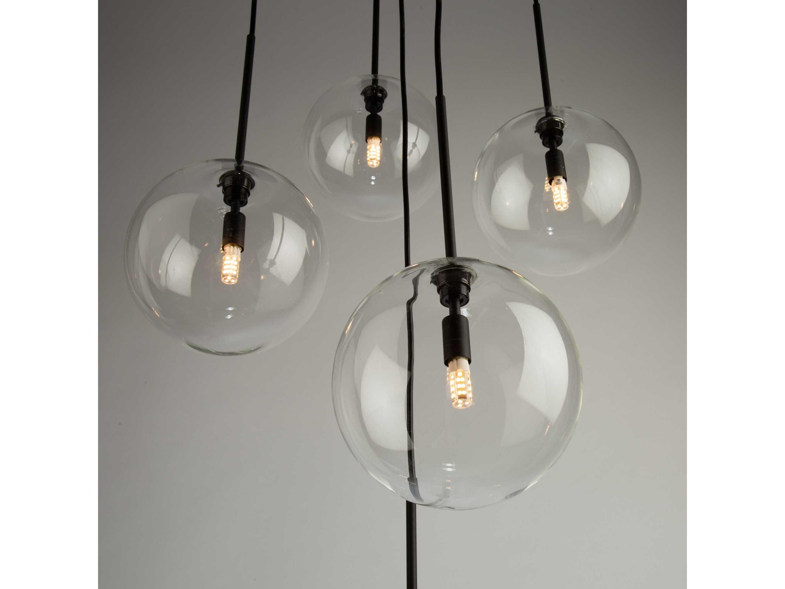 Artcraft Pinpoint 5-Light Black Glass Globe Pendant