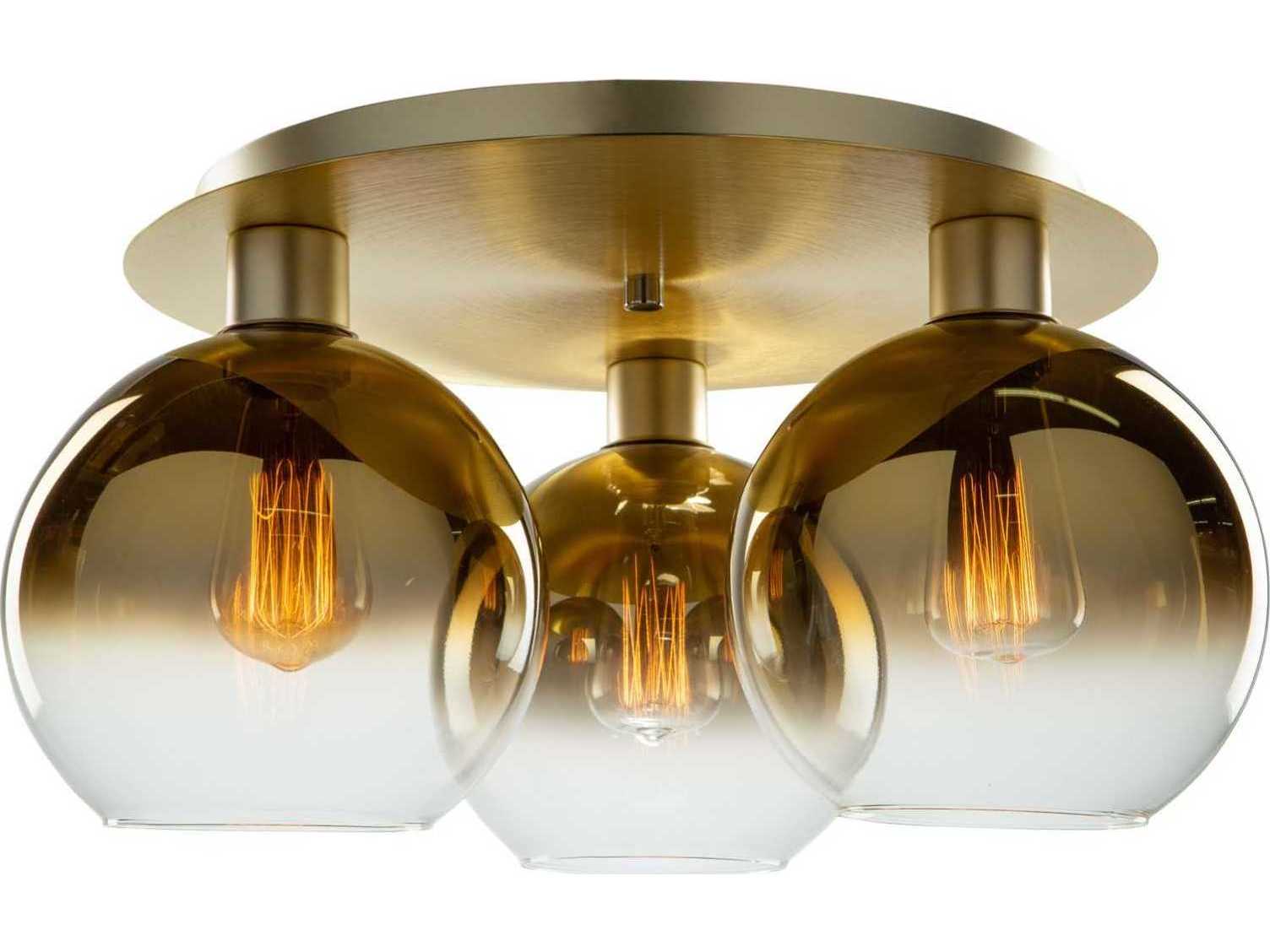 Artcraft Morning Mist 3-Light Gold Glass LED Globe Semi Flush Mount