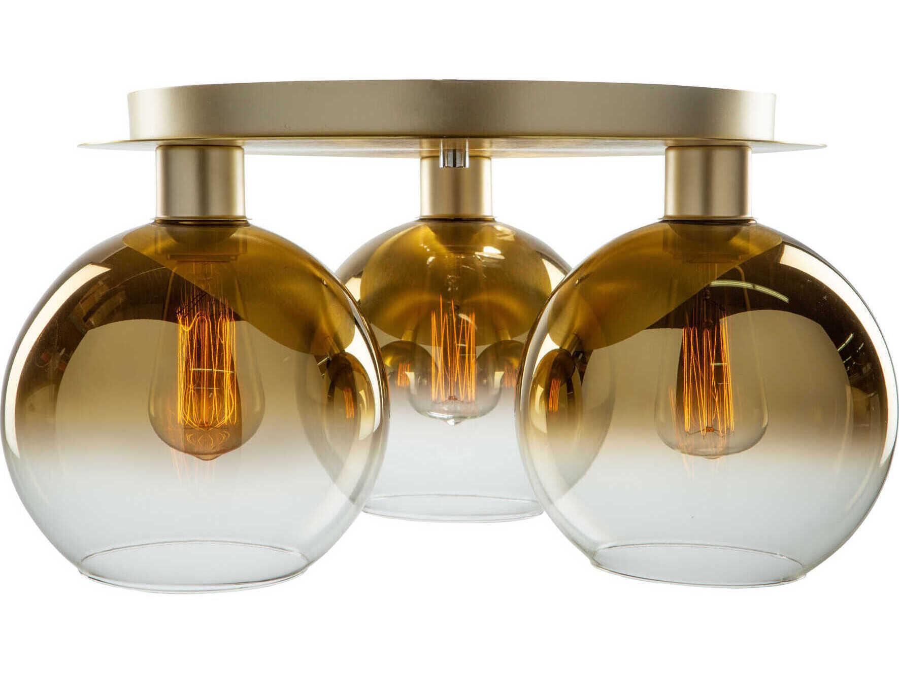 Artcraft Morning Mist 3-Light Gold Glass LED Globe Semi Flush Mount