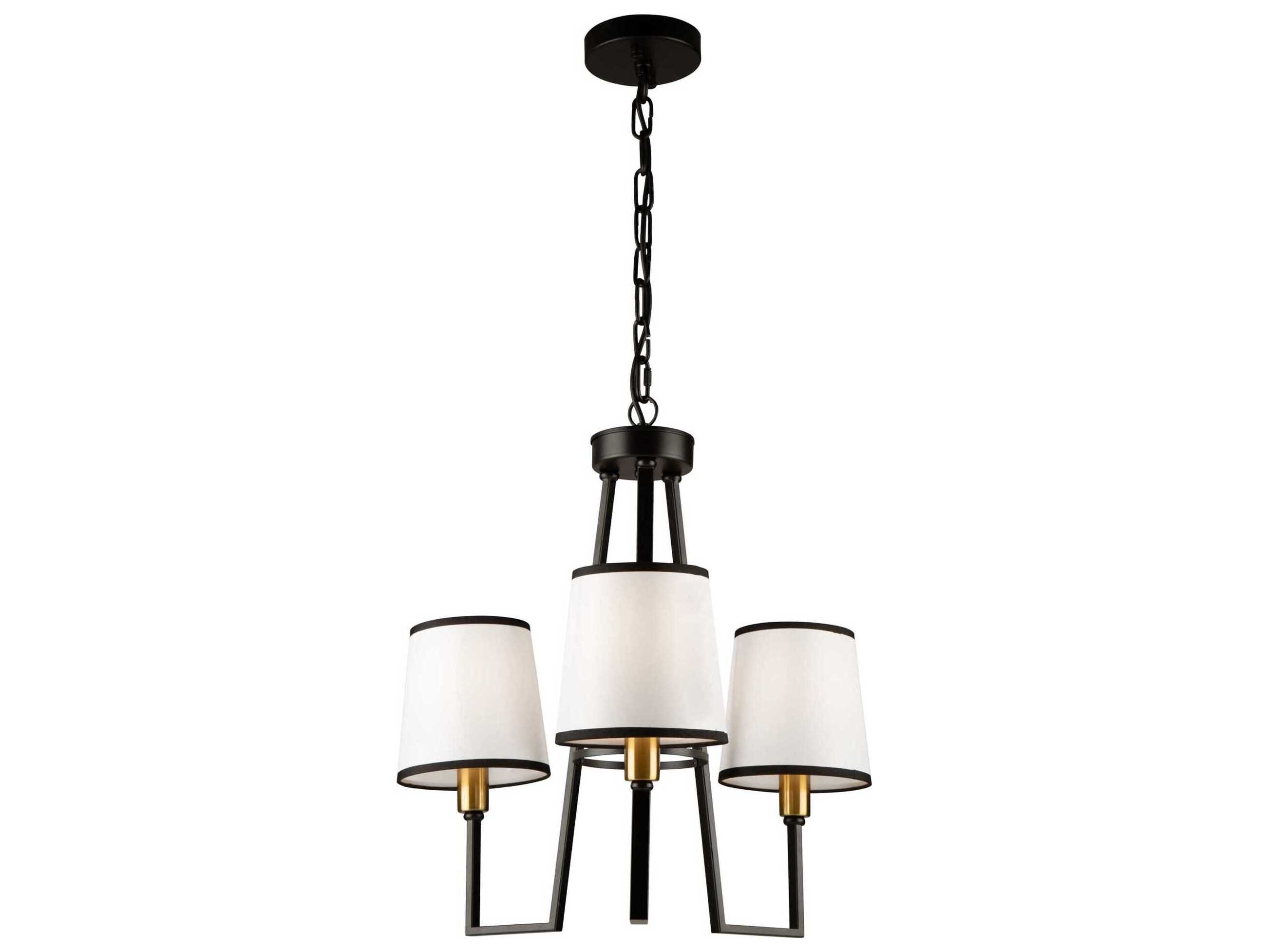 Artcraft Coco 3-Light Gold Black Empire Chandelier