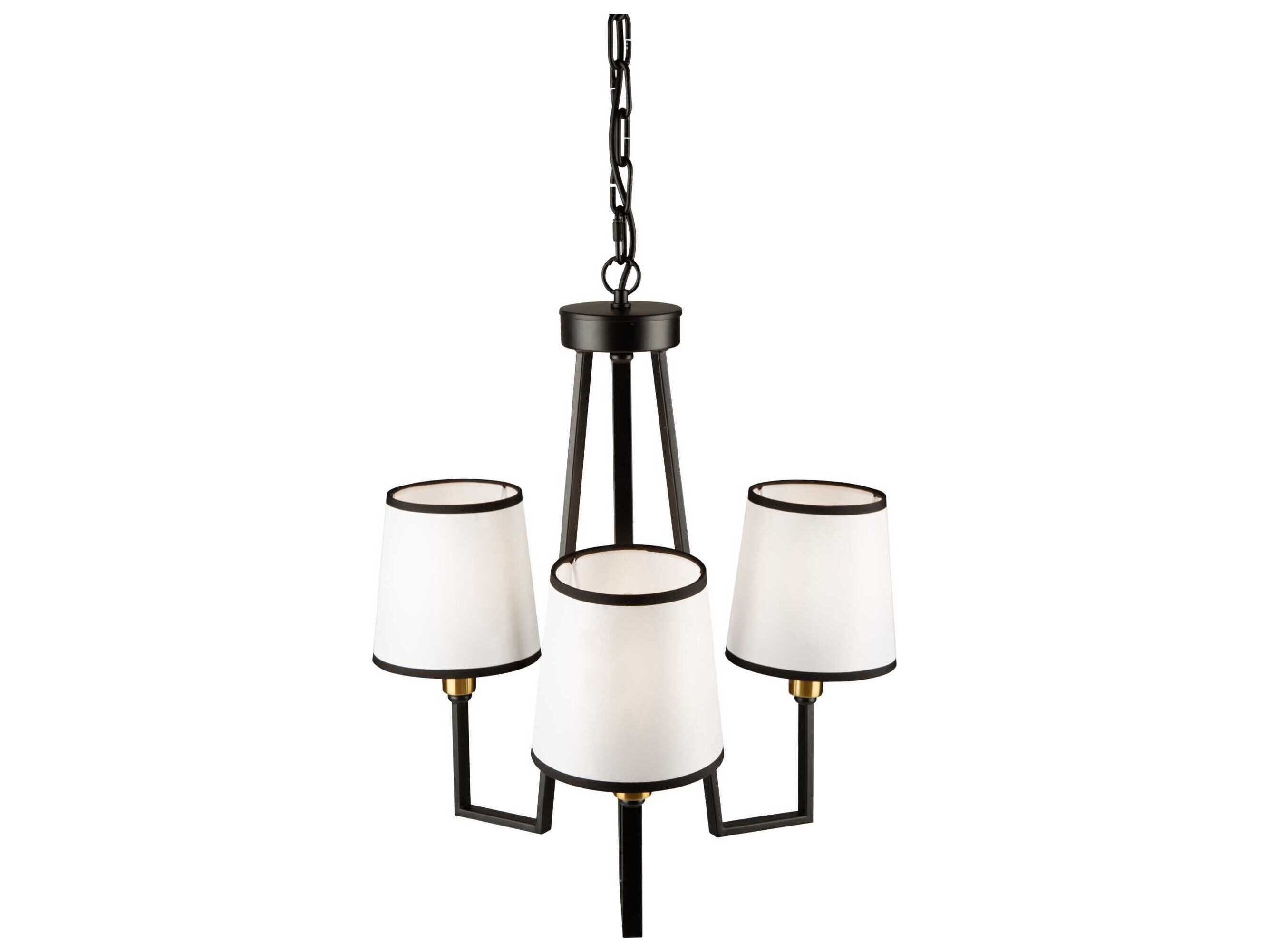 Artcraft Coco 3-Light Gold Black Empire Chandelier