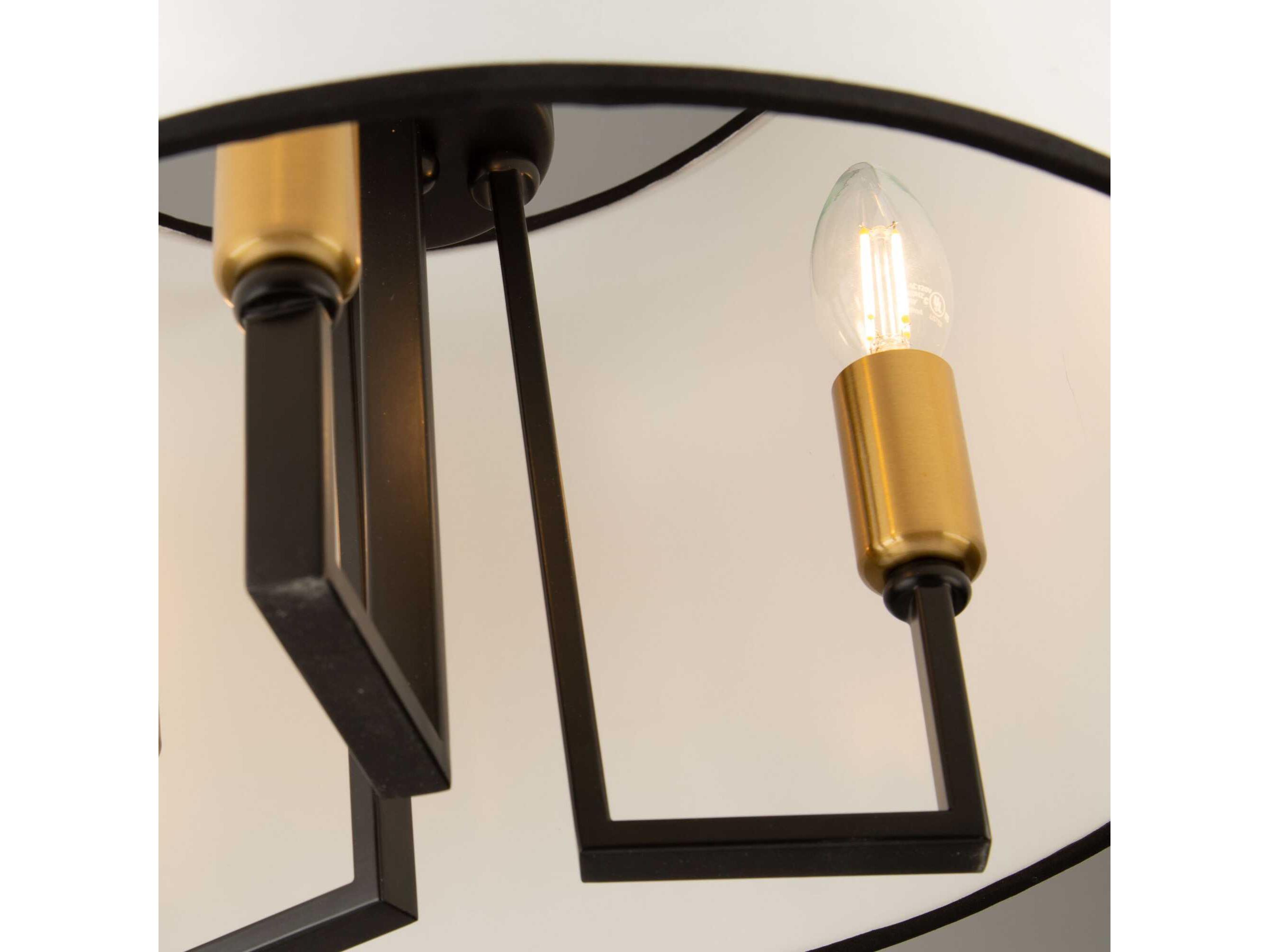 Artcraft Coco 3-Light Gold Black Empire Semi Flush Mount