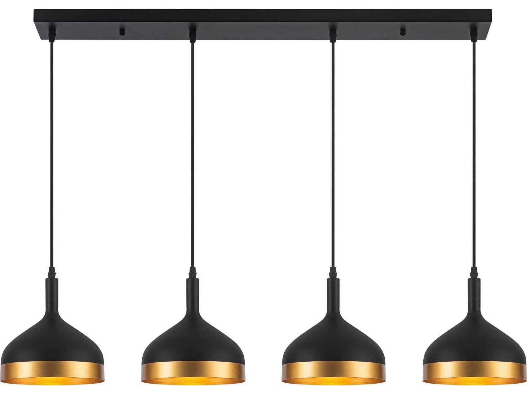 Artcraft Dash 4-Light Black Gold Linear Island Pendant