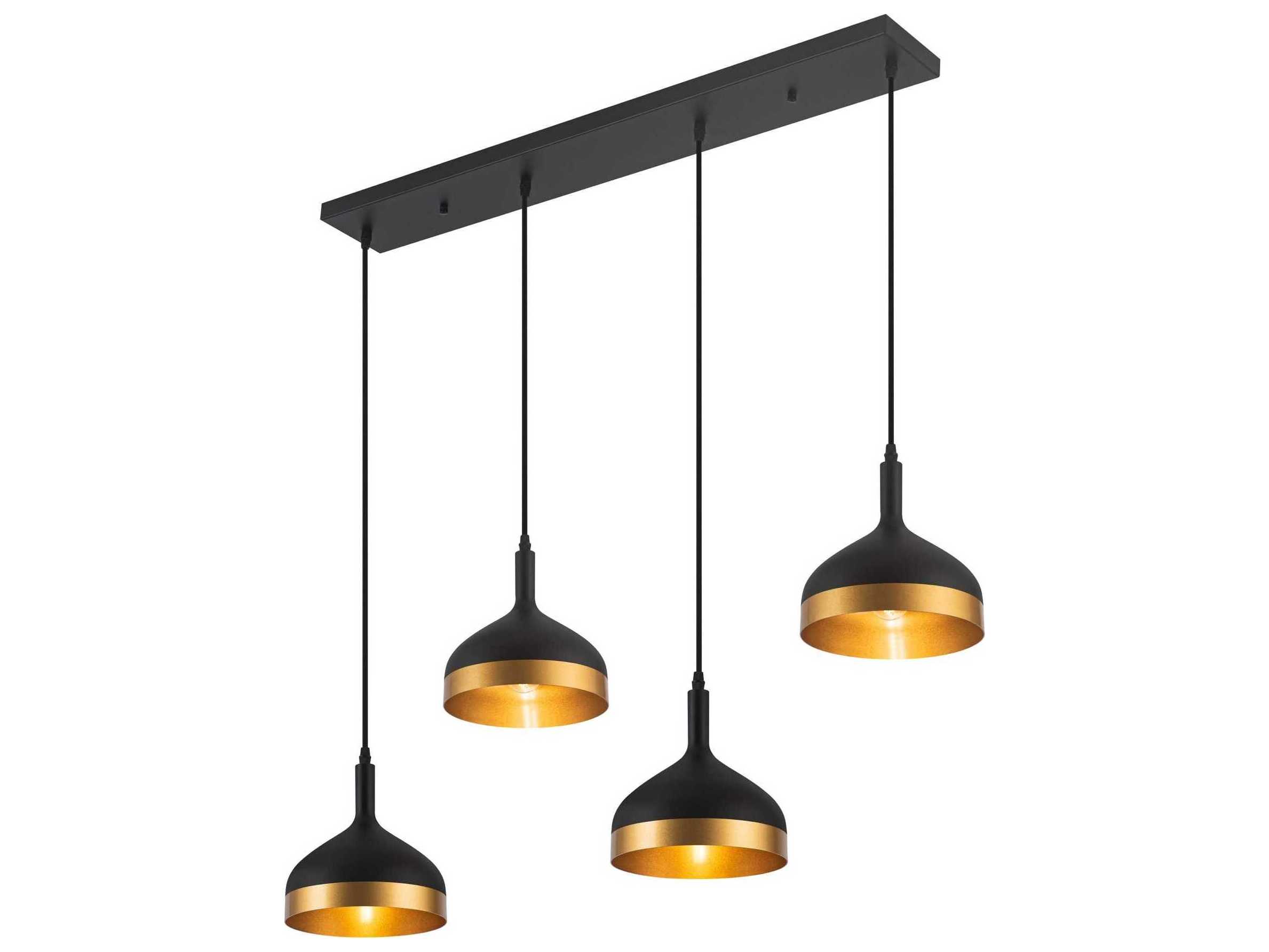 Artcraft Dash 4-Light Black Gold Linear Island Pendant