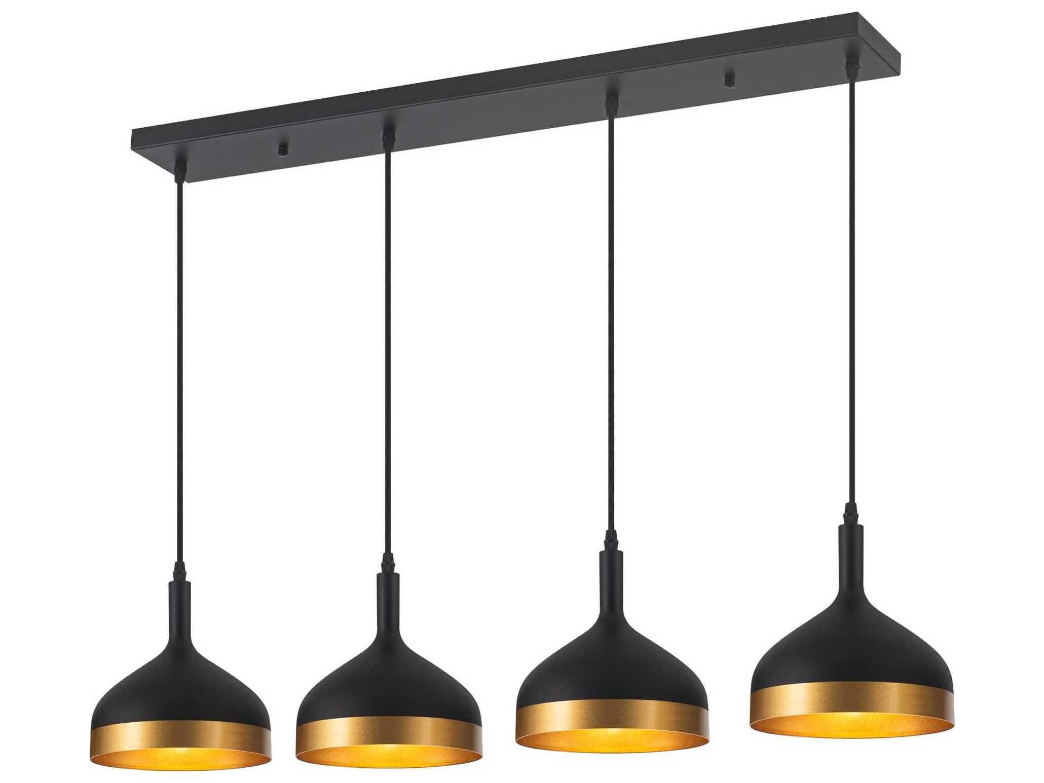 Artcraft Dash 4-Light Black Gold Linear Island Pendant