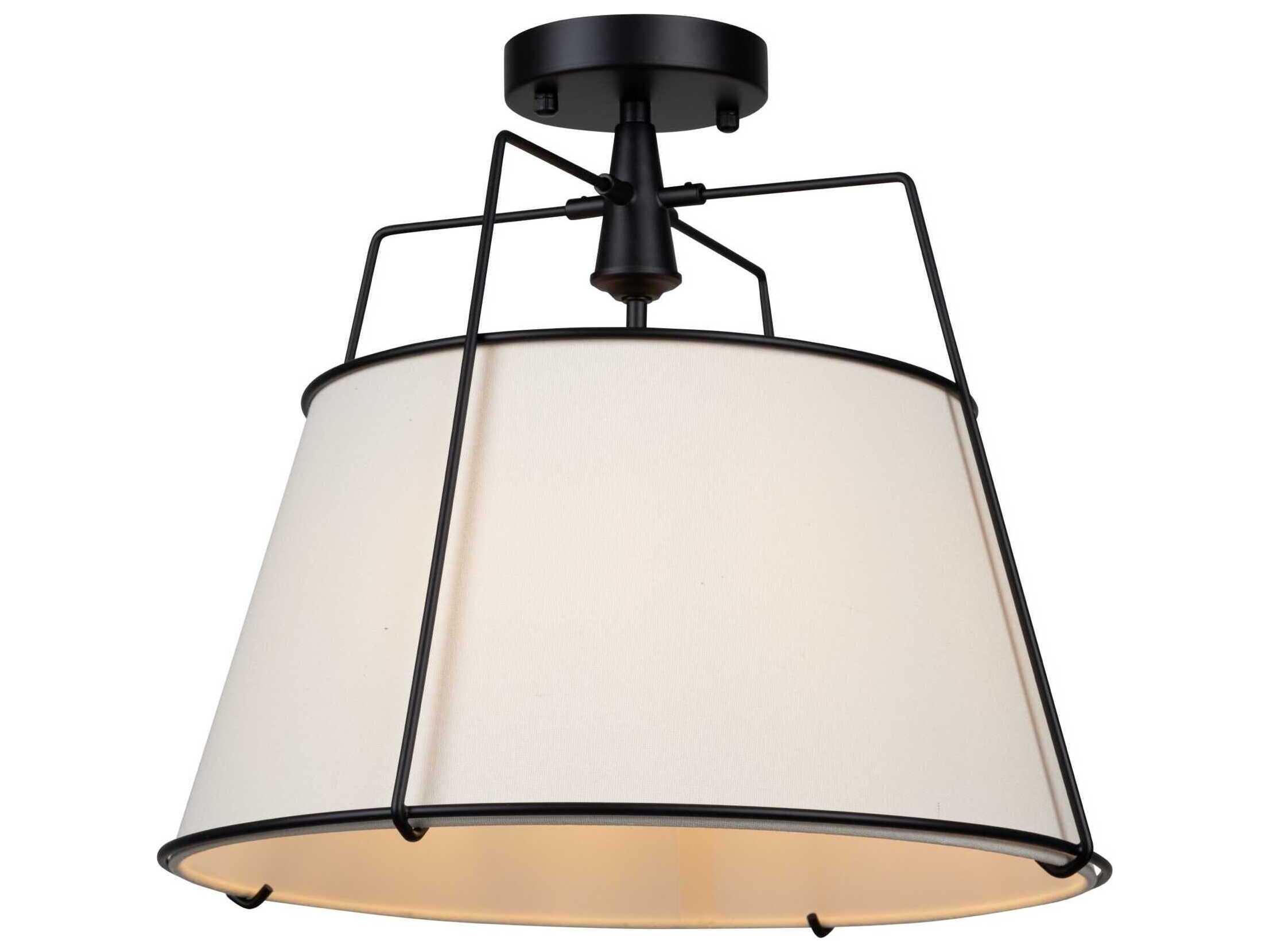 Artcraft Pullman 3-Light Black Drum Semi Flush Mount