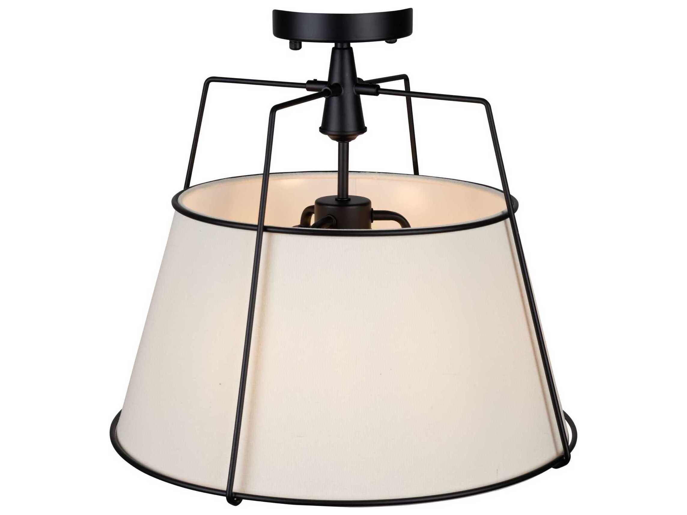 Artcraft Pullman 3-Light Black Drum Semi Flush Mount