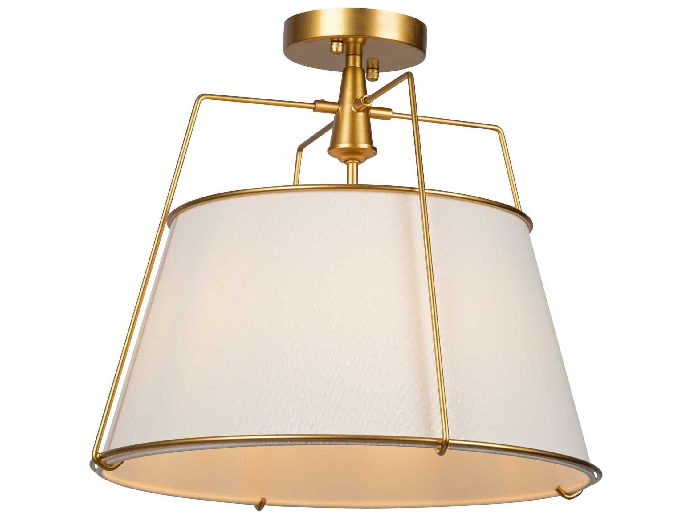 Artcraft Pullman 3-Light Brass Drum Semi Flush Mount