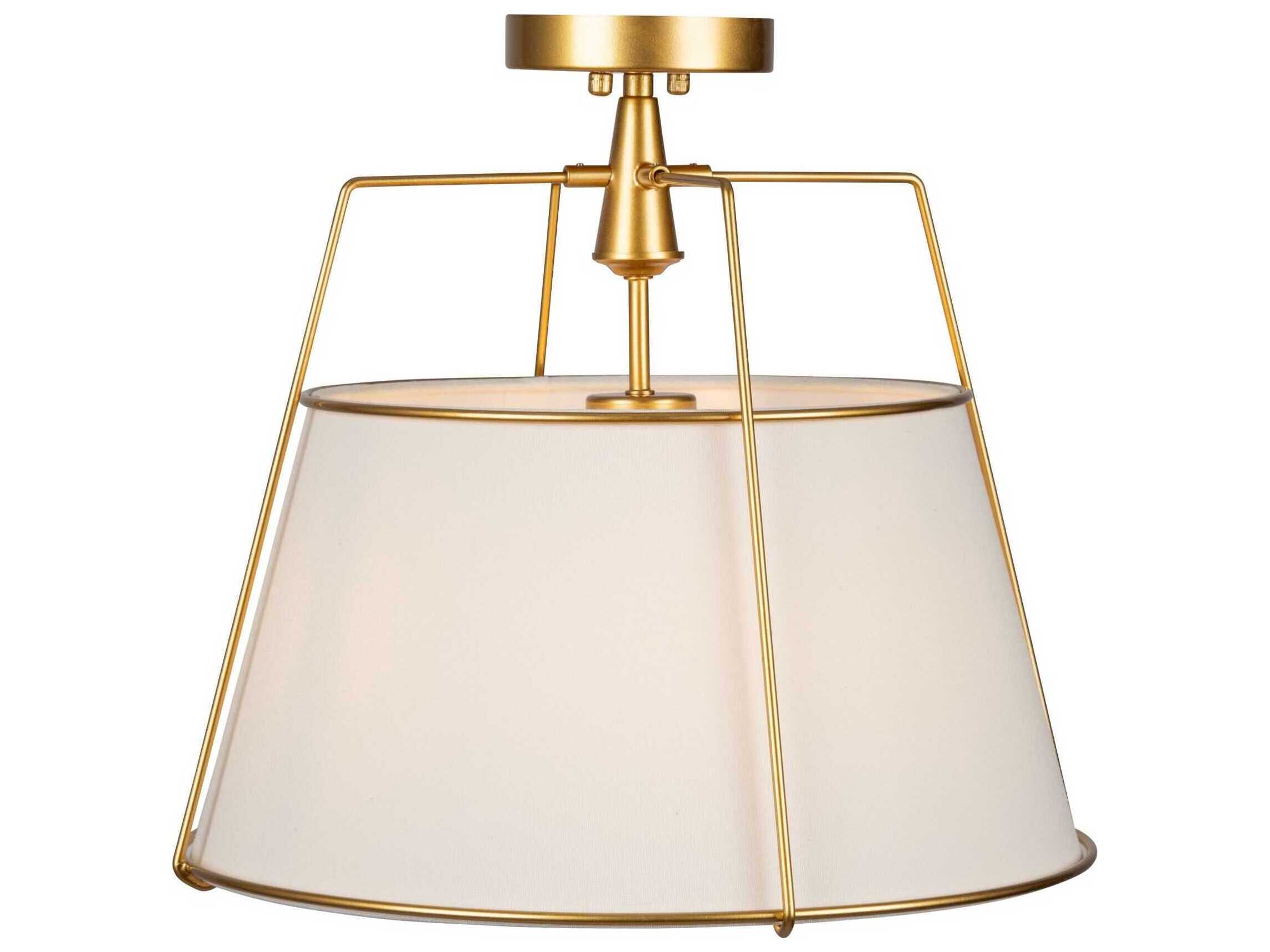 Artcraft Pullman 3-Light Brass Drum Semi Flush Mount