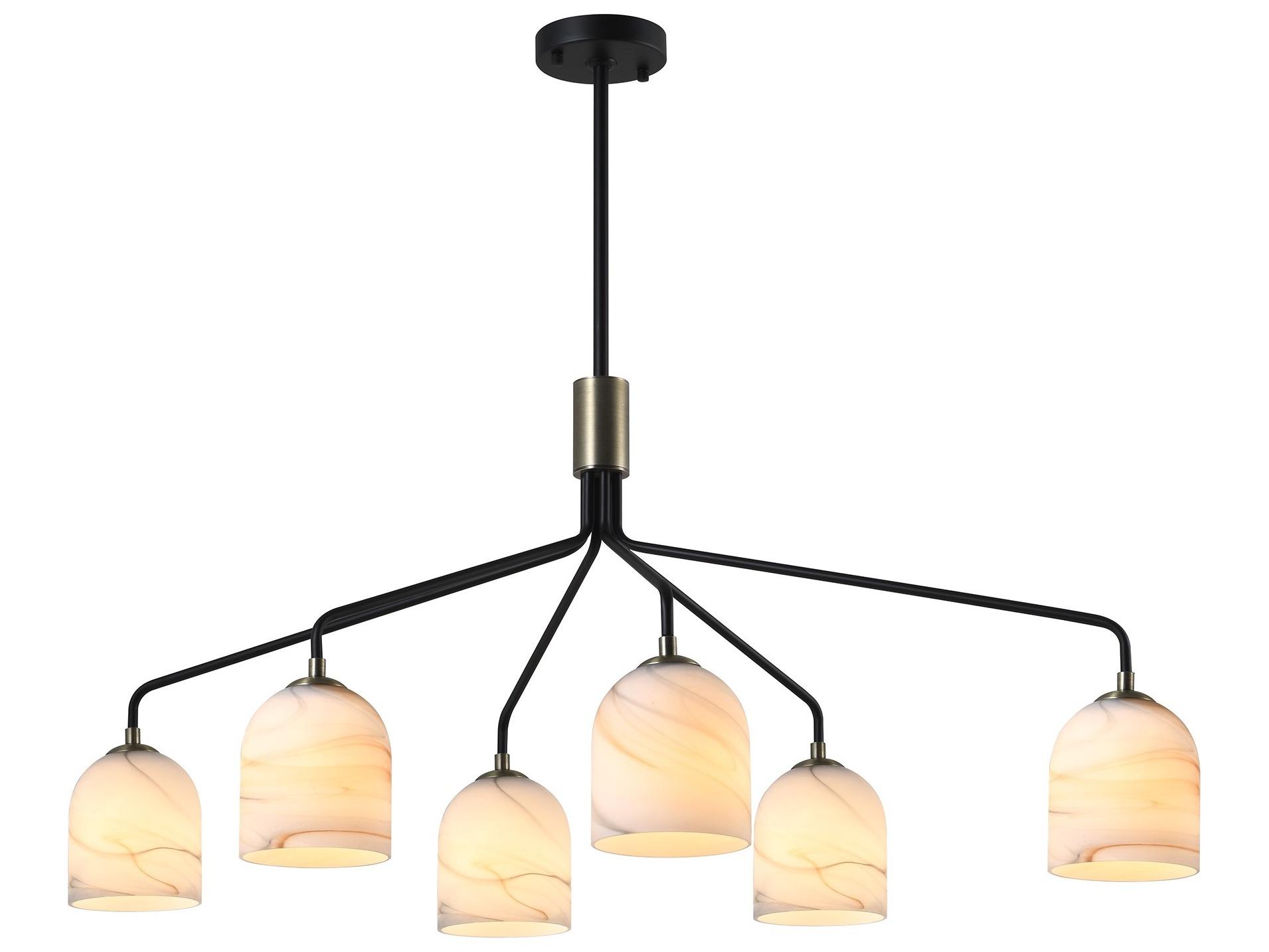Artcraft Crema 6-Light Black Brushed Brass Dome Chandelier