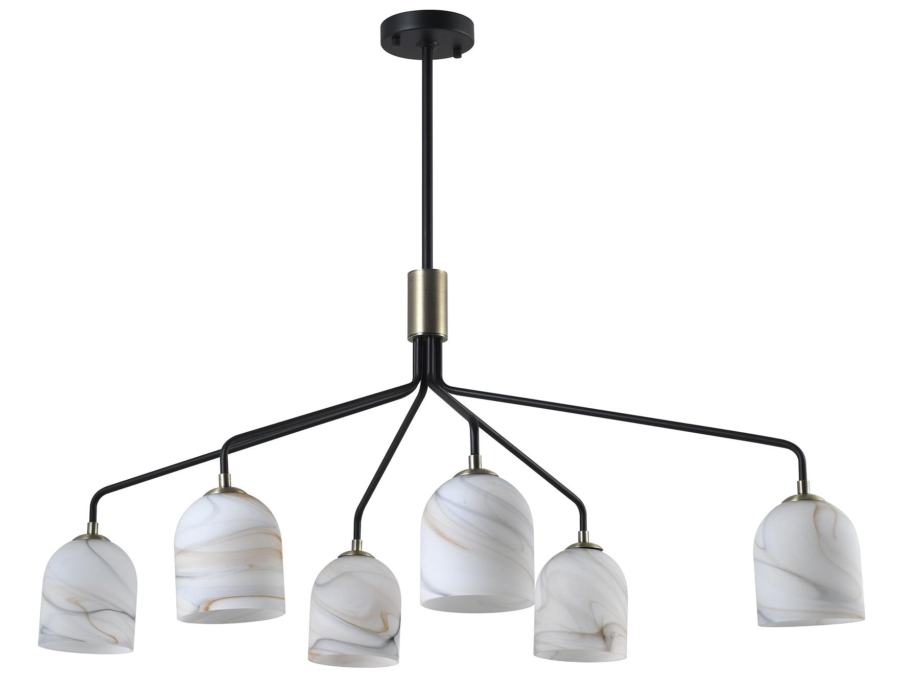 Artcraft Crema 6-Light Black Brushed Brass Dome Chandelier