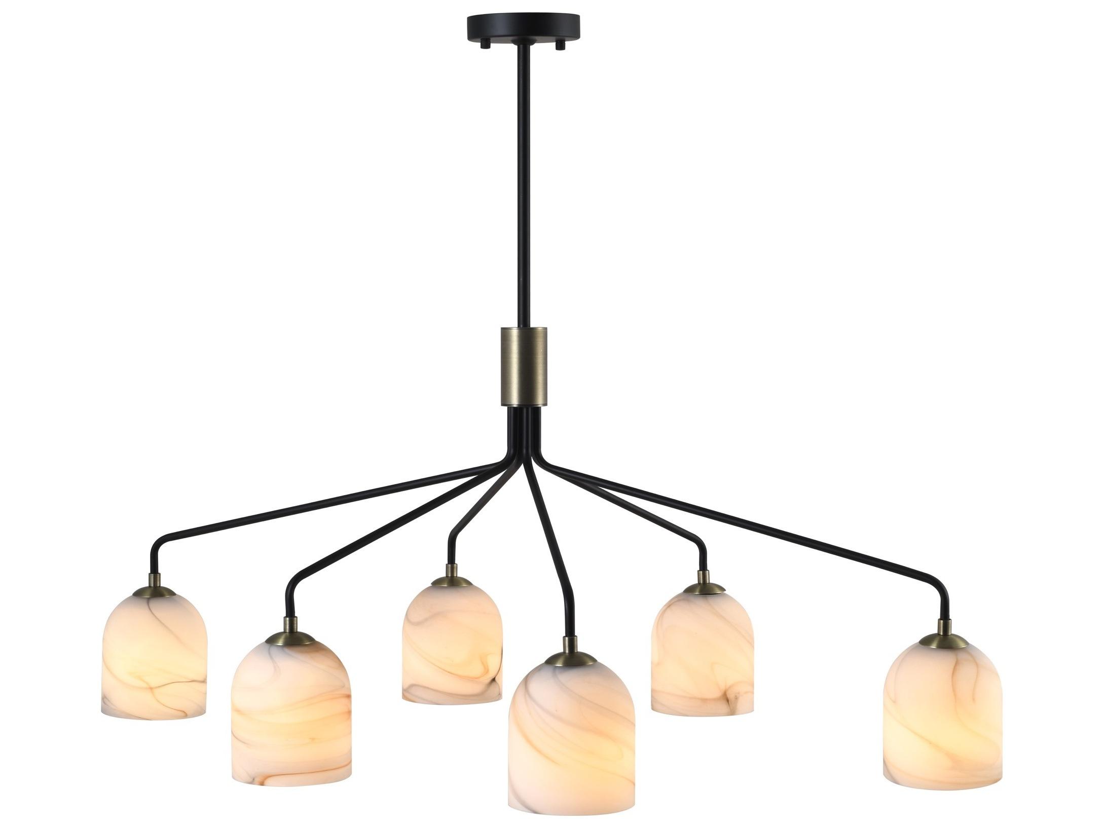Artcraft Crema 6-Light Black Brushed Brass Dome Chandelier