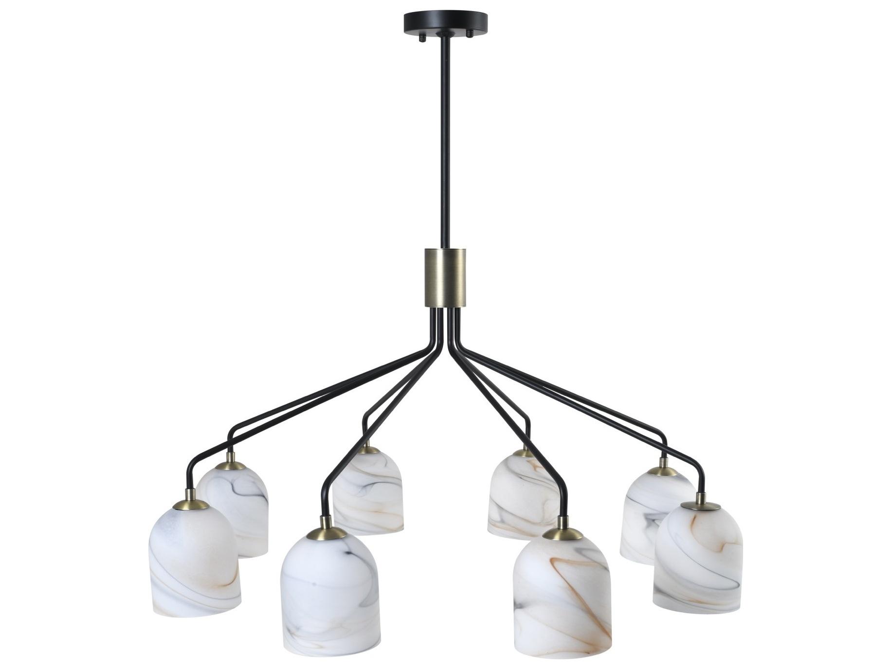 Artcraft Crema 8-Light Black Brushed Brass Dome Chandelier