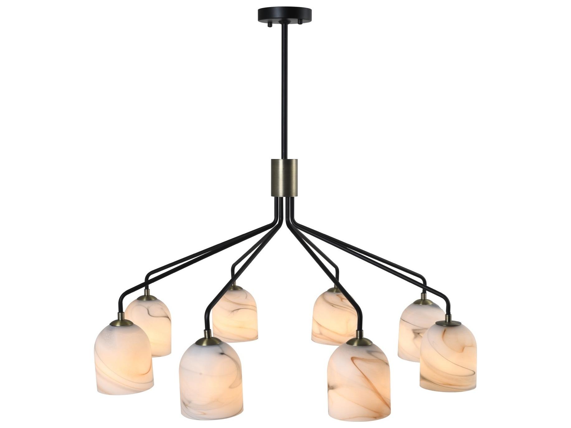 Artcraft Crema 8-Light Black Brushed Brass Dome Chandelier