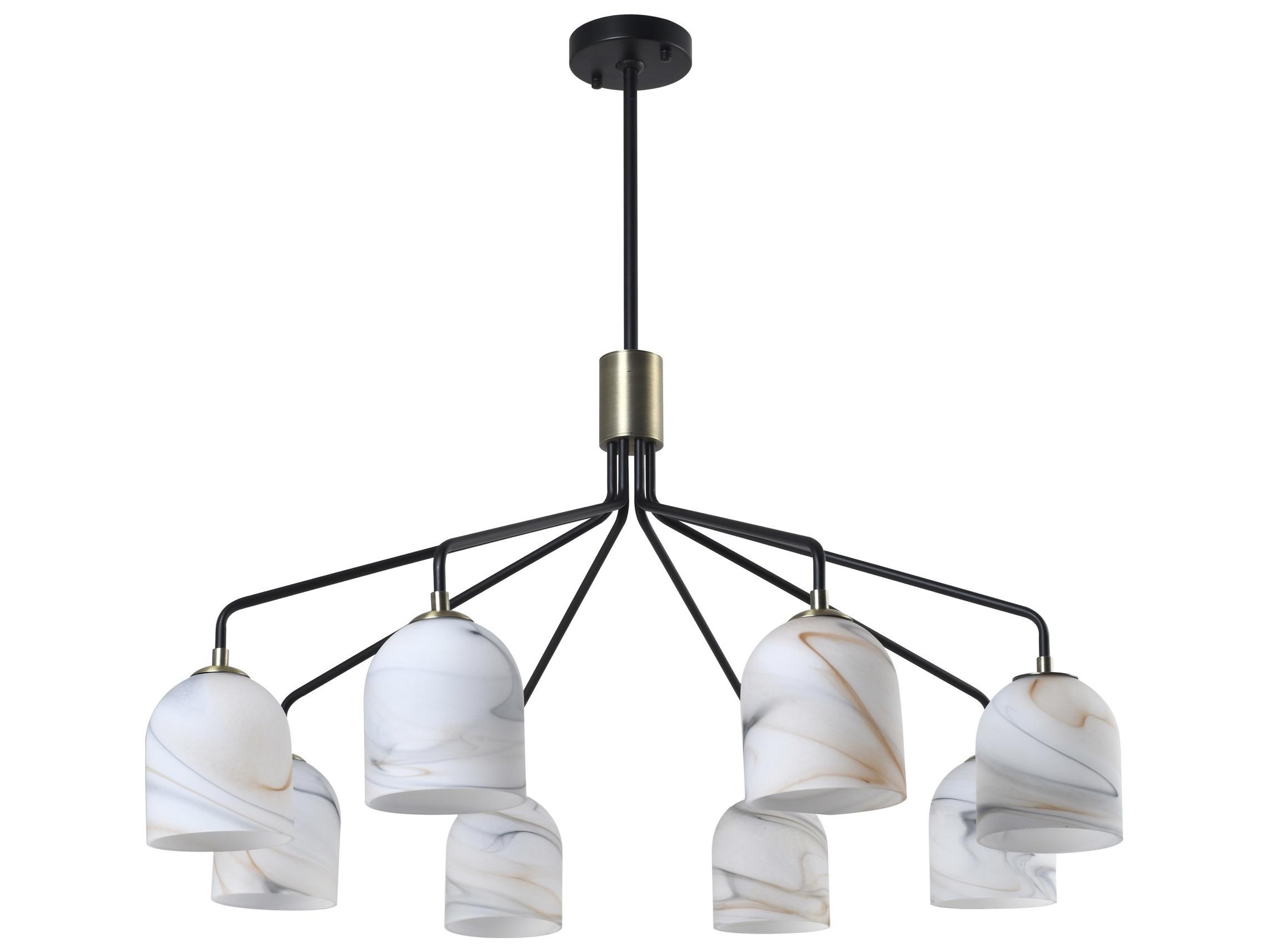 Artcraft Crema 8-Light Black Brushed Brass Dome Chandelier