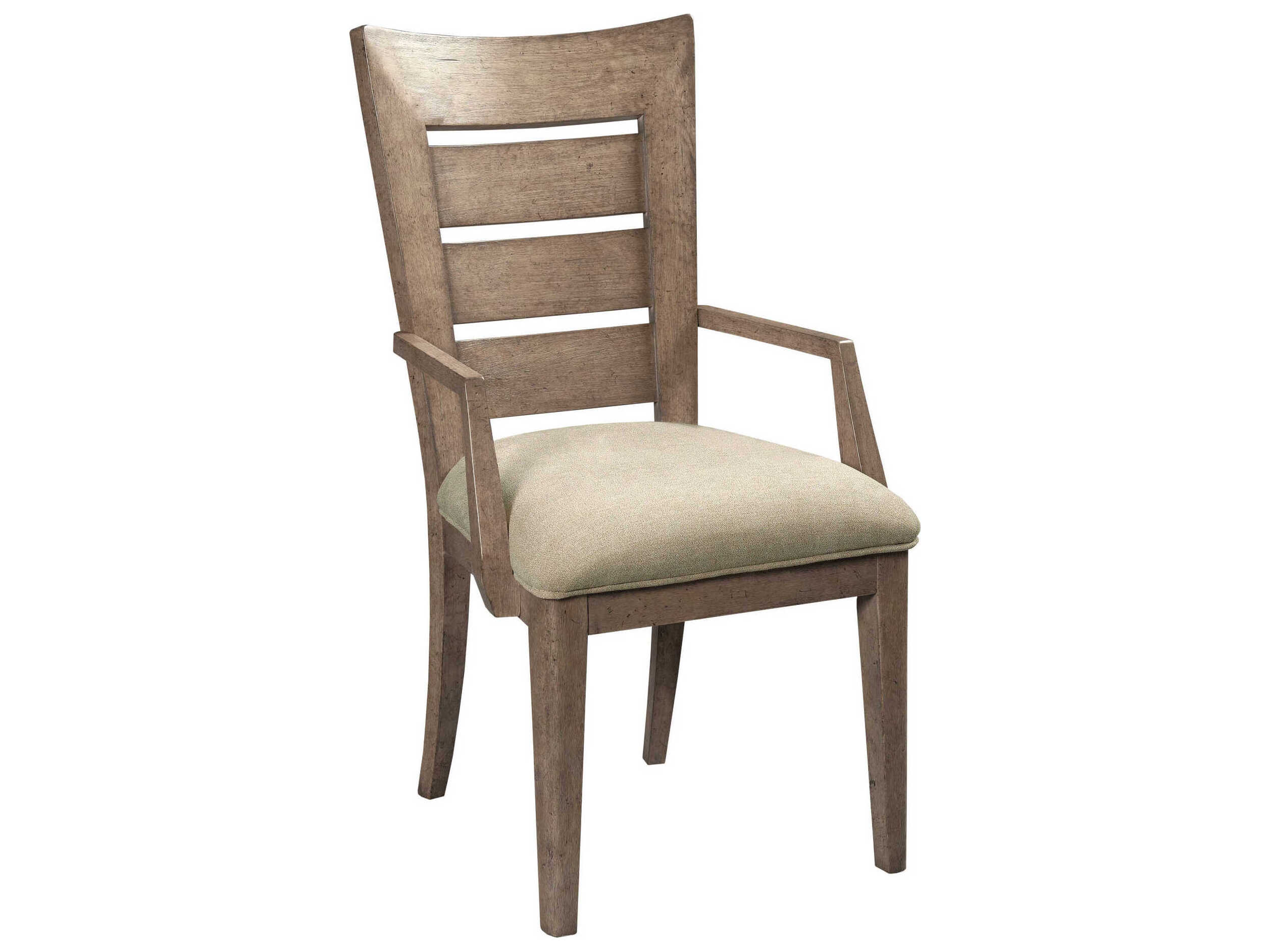 American Drew Skyline Hardwood Brown Upholstered Arm Dining Chair