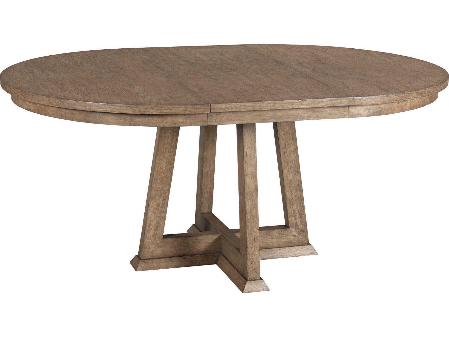 American Drew Skyline Knox Round Wood Smoke Dining Table