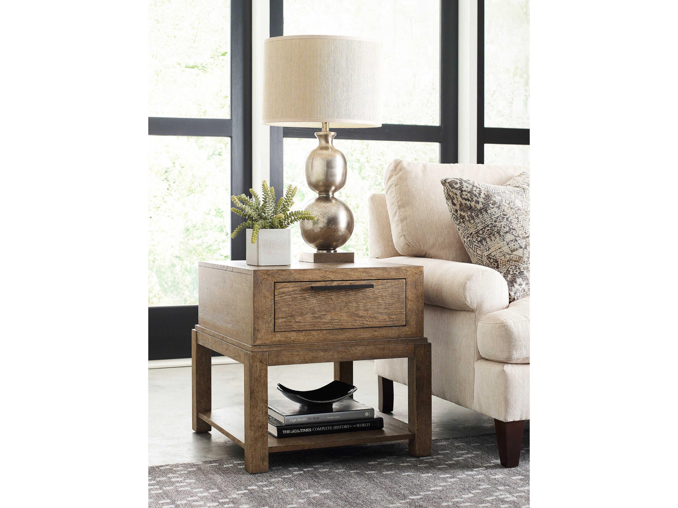 American Drew Skyline Evans Rectangular Wood Smoke End Table