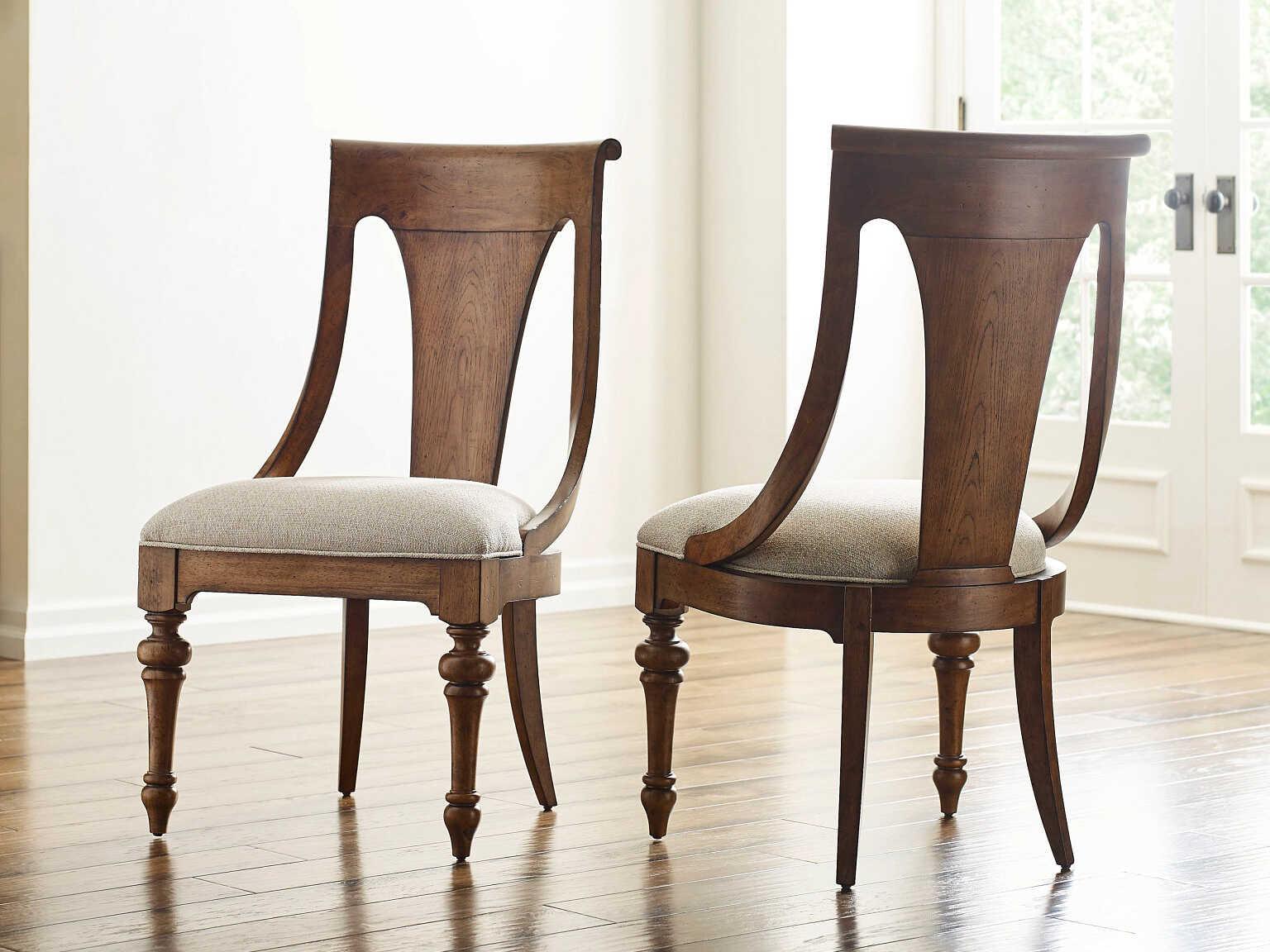 American Drew Berkshire Annette Hardwood Brown Upholstered Armless Dining Chair