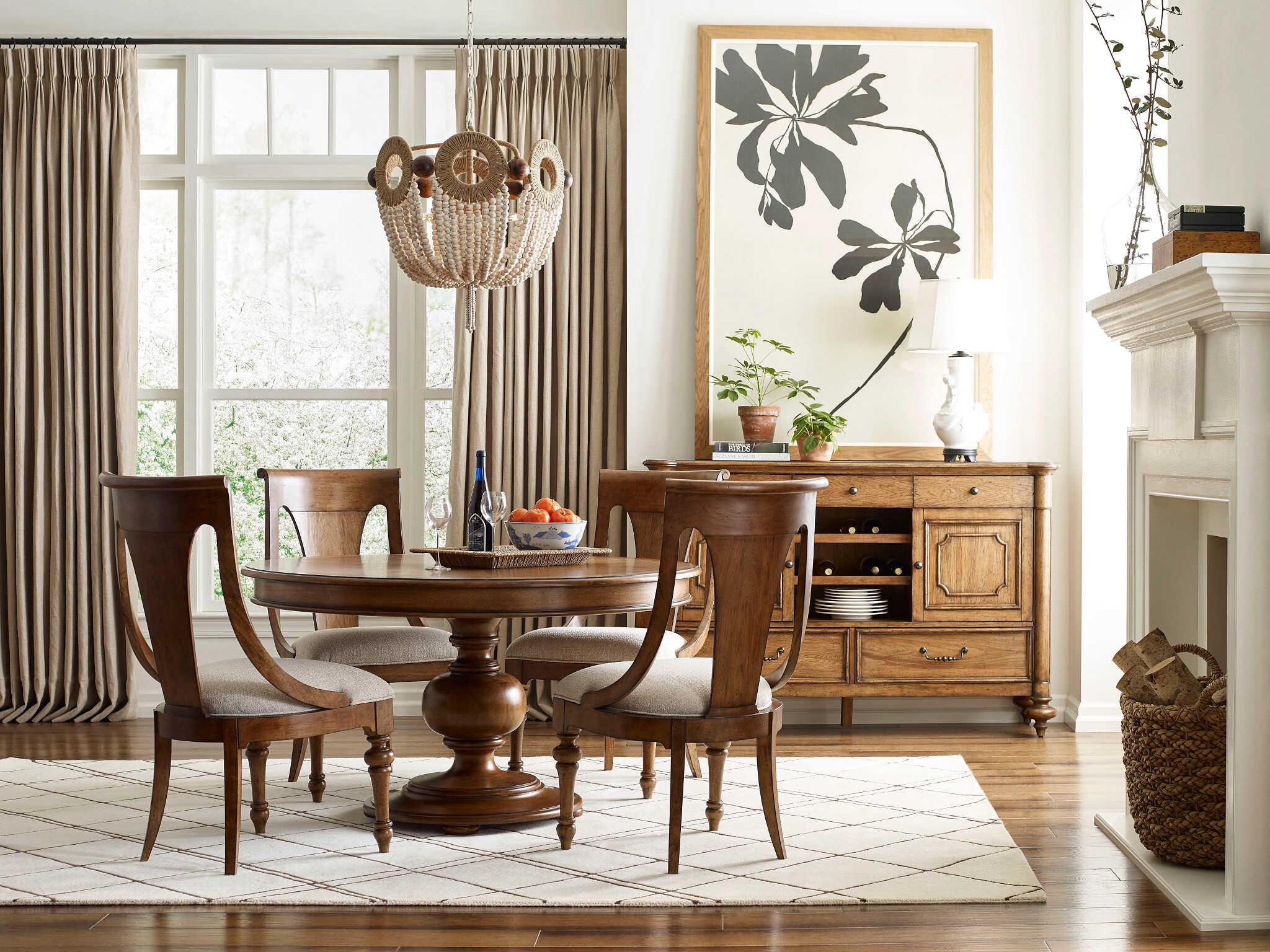 American Drew Berkshire Annette Hardwood Brown Upholstered Armless Dining Chair