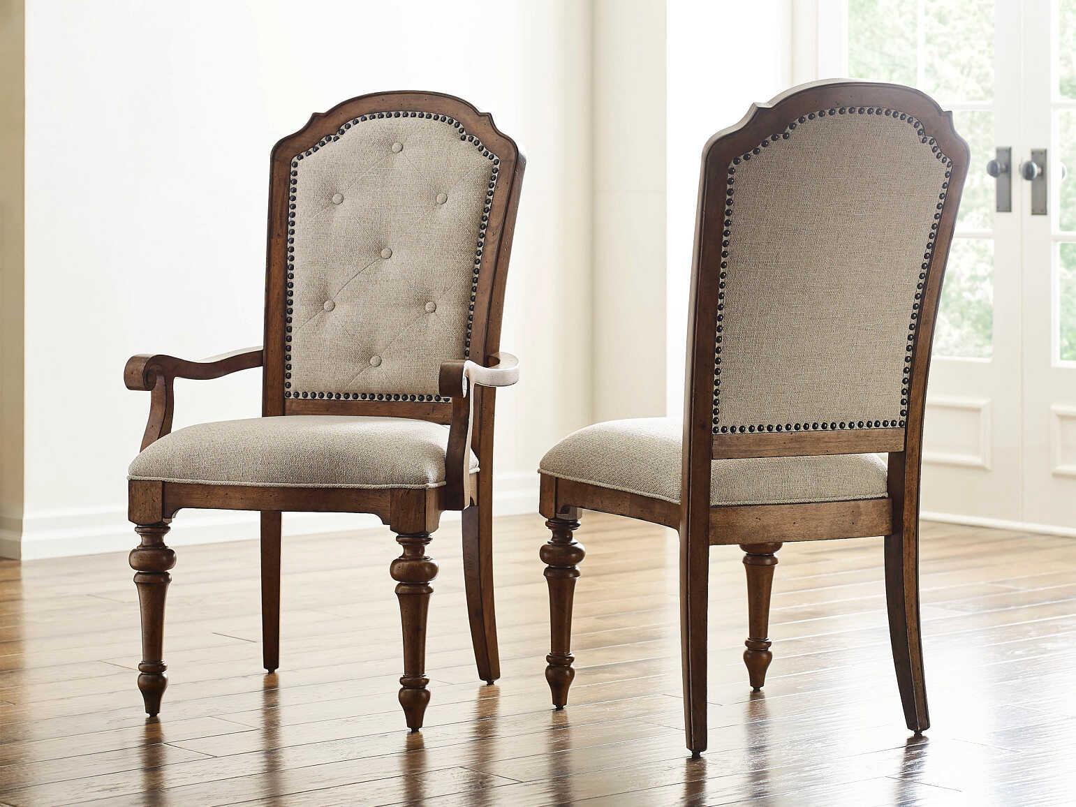 American Drew Berkshire Diamond Hardwood Brown Upholstered Armless Dining Chair