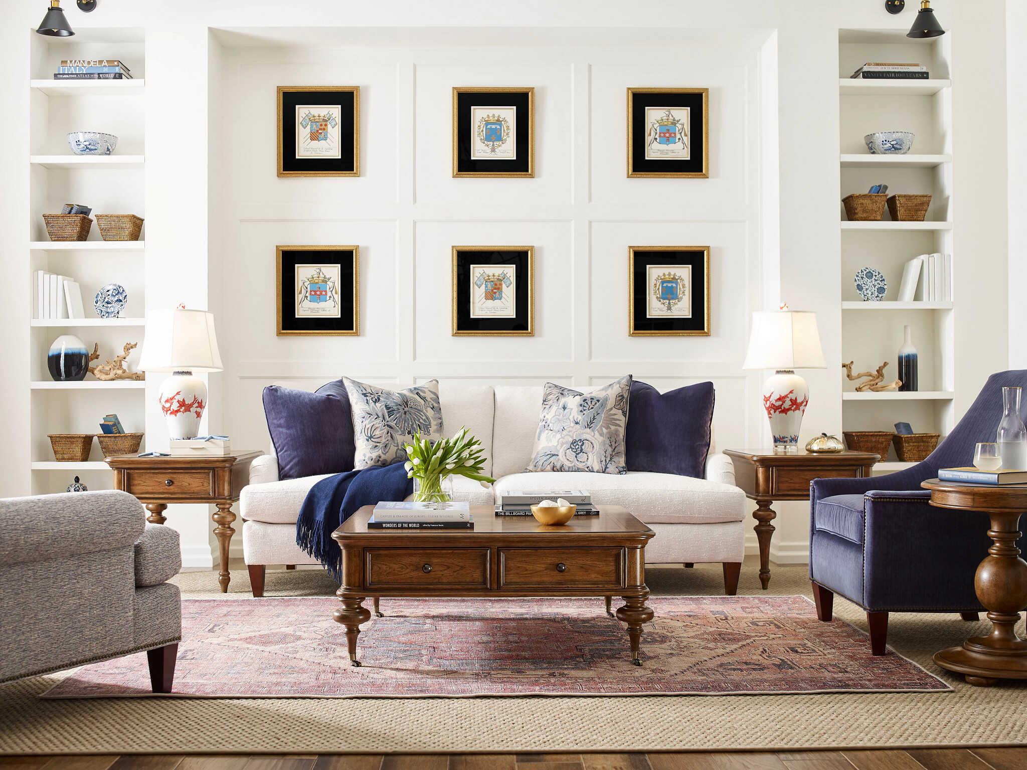 American Drew Berkshire Pearson Square Wood Cognac Coffee Table