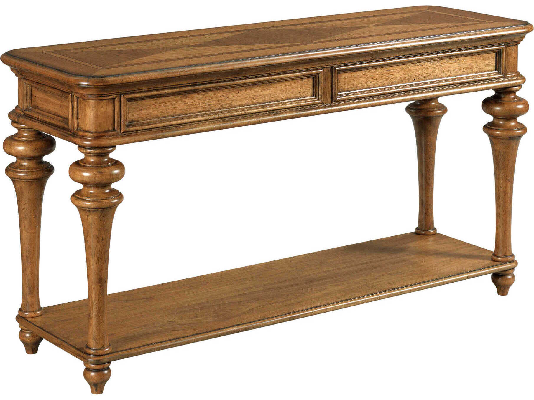 American Drew Berkshire Pearson Rectangular Wood Cognac Console Table
