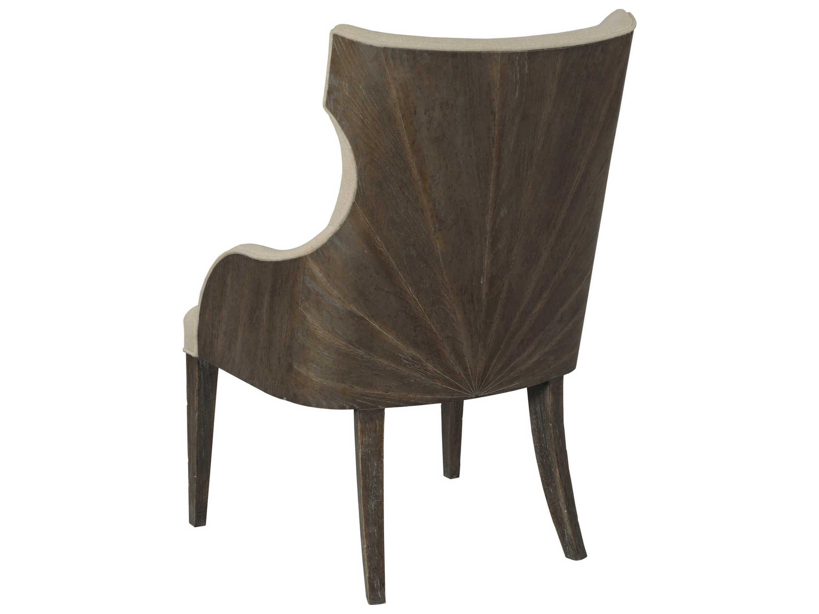 American Drew Emporium Armstrong Hardwood Brown Upholstered Arm Dining Chair