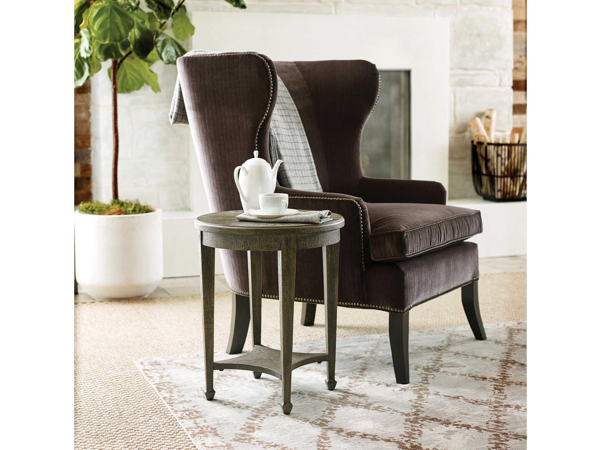 American Drew Emporium Sutter Round Wood Shadow End Table