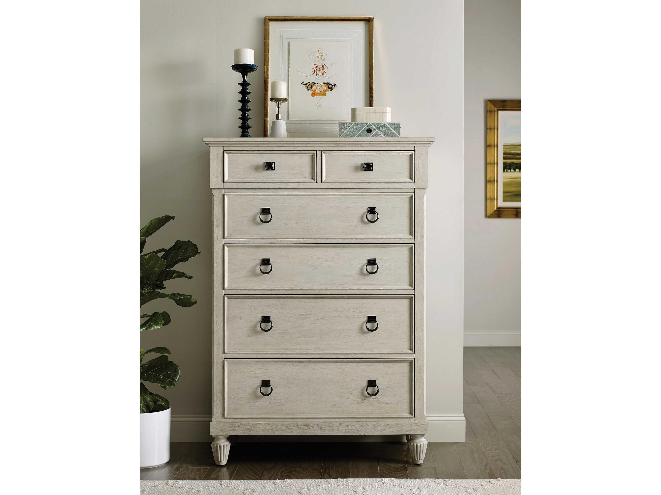 American Drew Grand Bay Tybee Egret White Hardwood Accent Chest