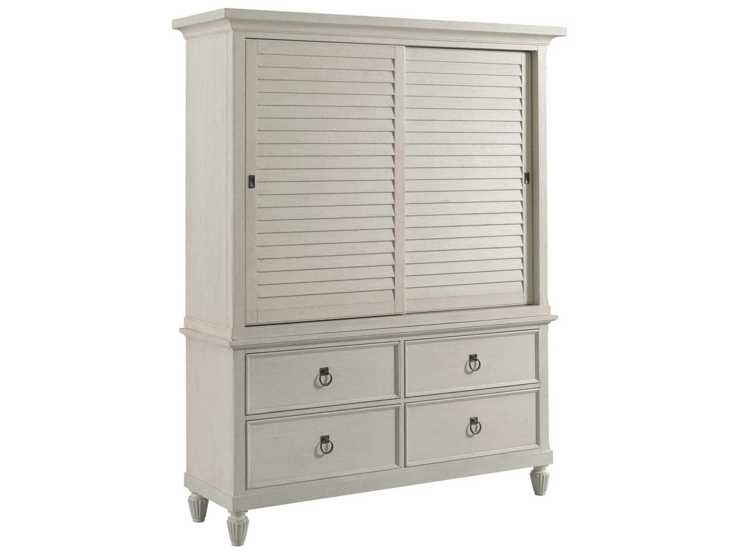 American Drew Grand Bay Media Egret White Hardwood Wardrobe Armoire