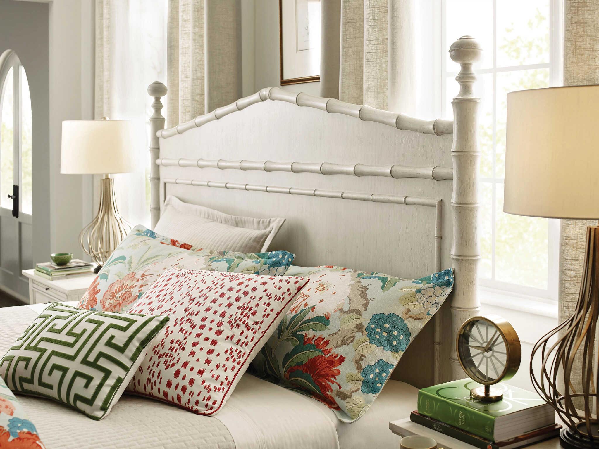 American Drew Grand Bay Vida Egret White Hardwood Wood Queen Panel Bed