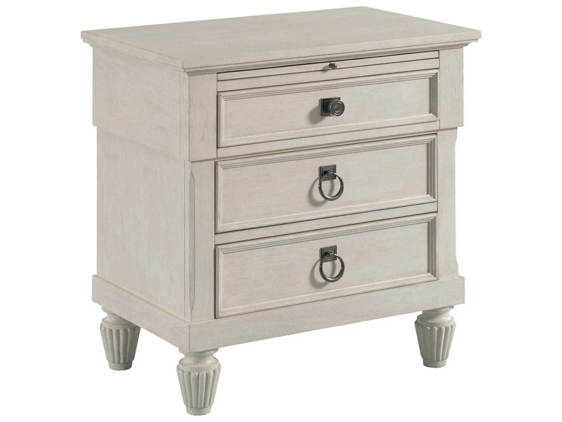 American Drew Grand Bay Augustine 3-Drawers White Hardwood Nightstand
