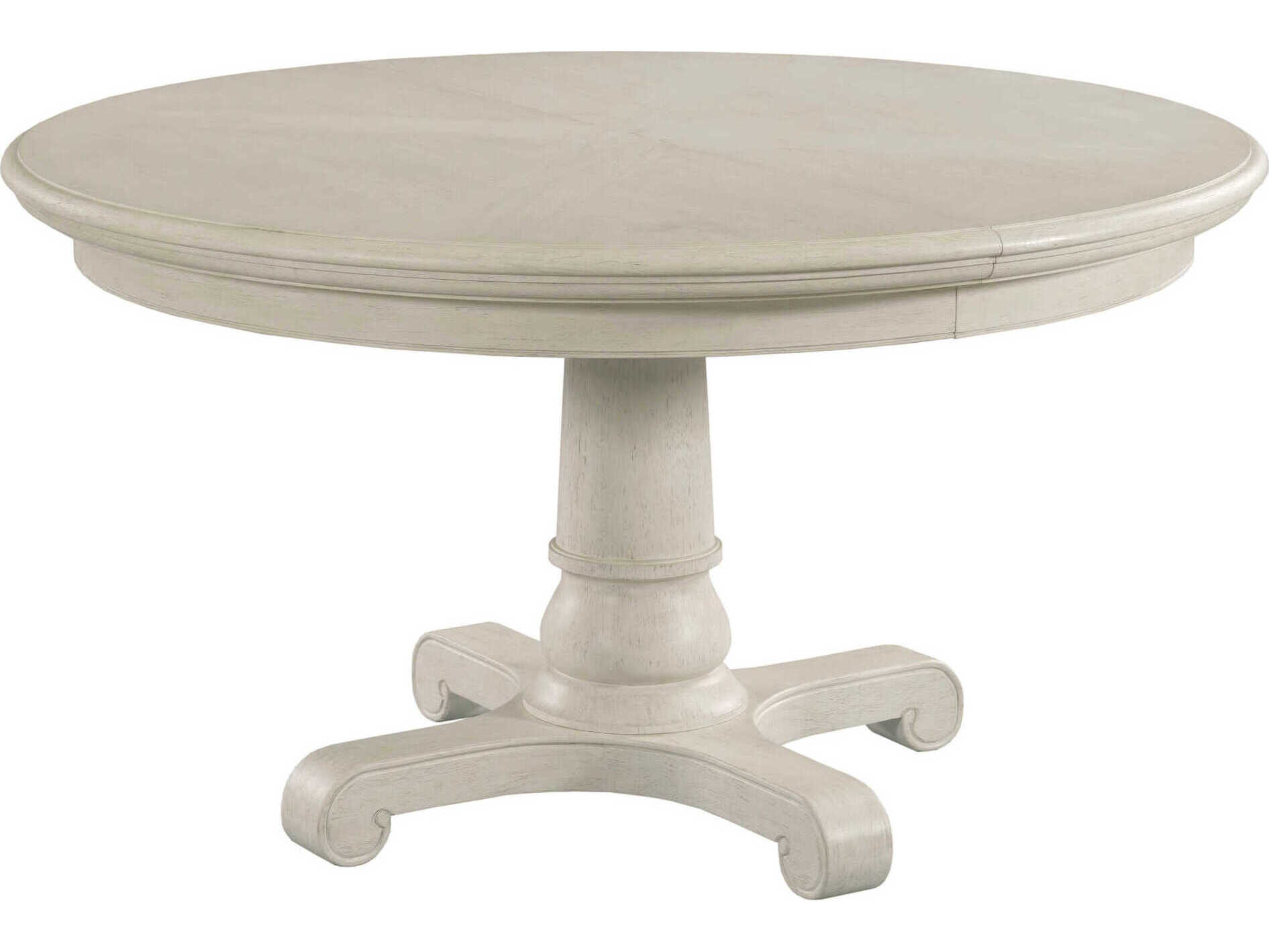 American Drew Grand Bay Caswell Round Wood Egret Dining Table