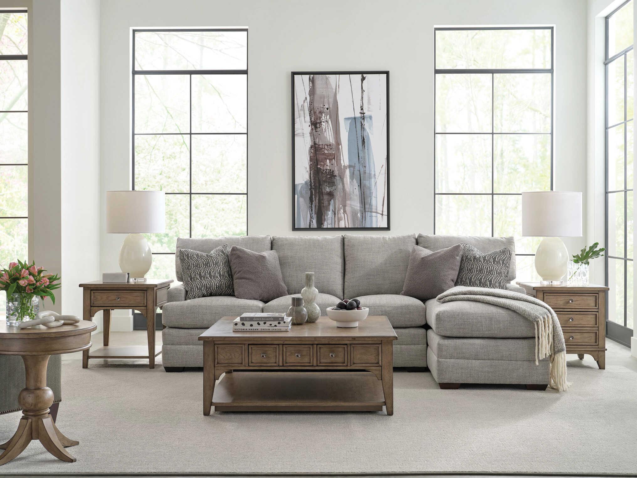 American Drew Carmine Beatrix Square Wood Latte Coffee Table