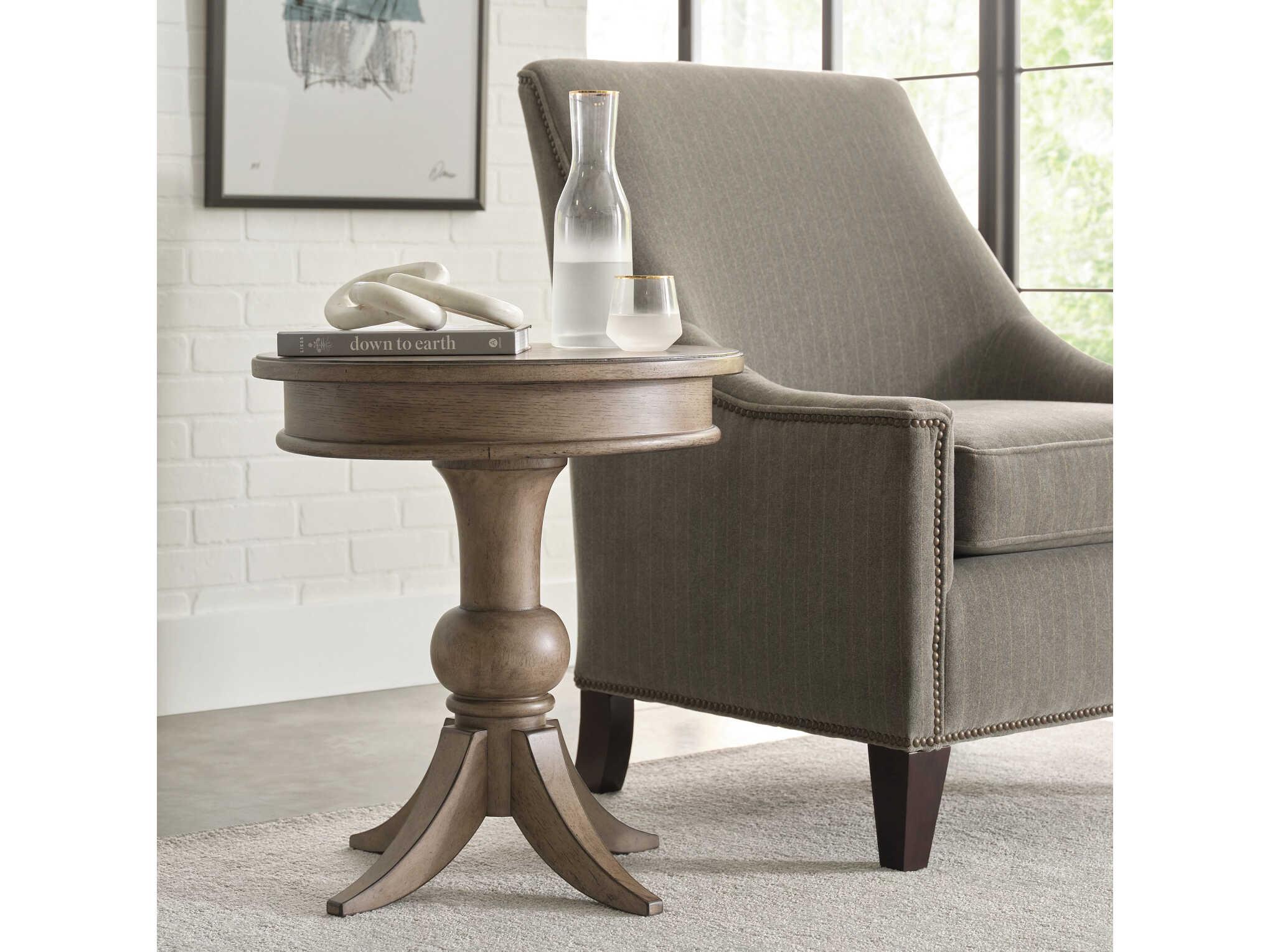 American Drew Carmine Georgie Round Wood Latte End Table