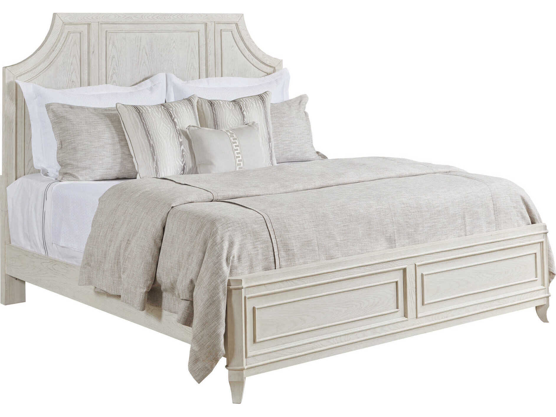 American Drew Harmony Angeline Eggshell White Oak Wood Queen Panel Bed