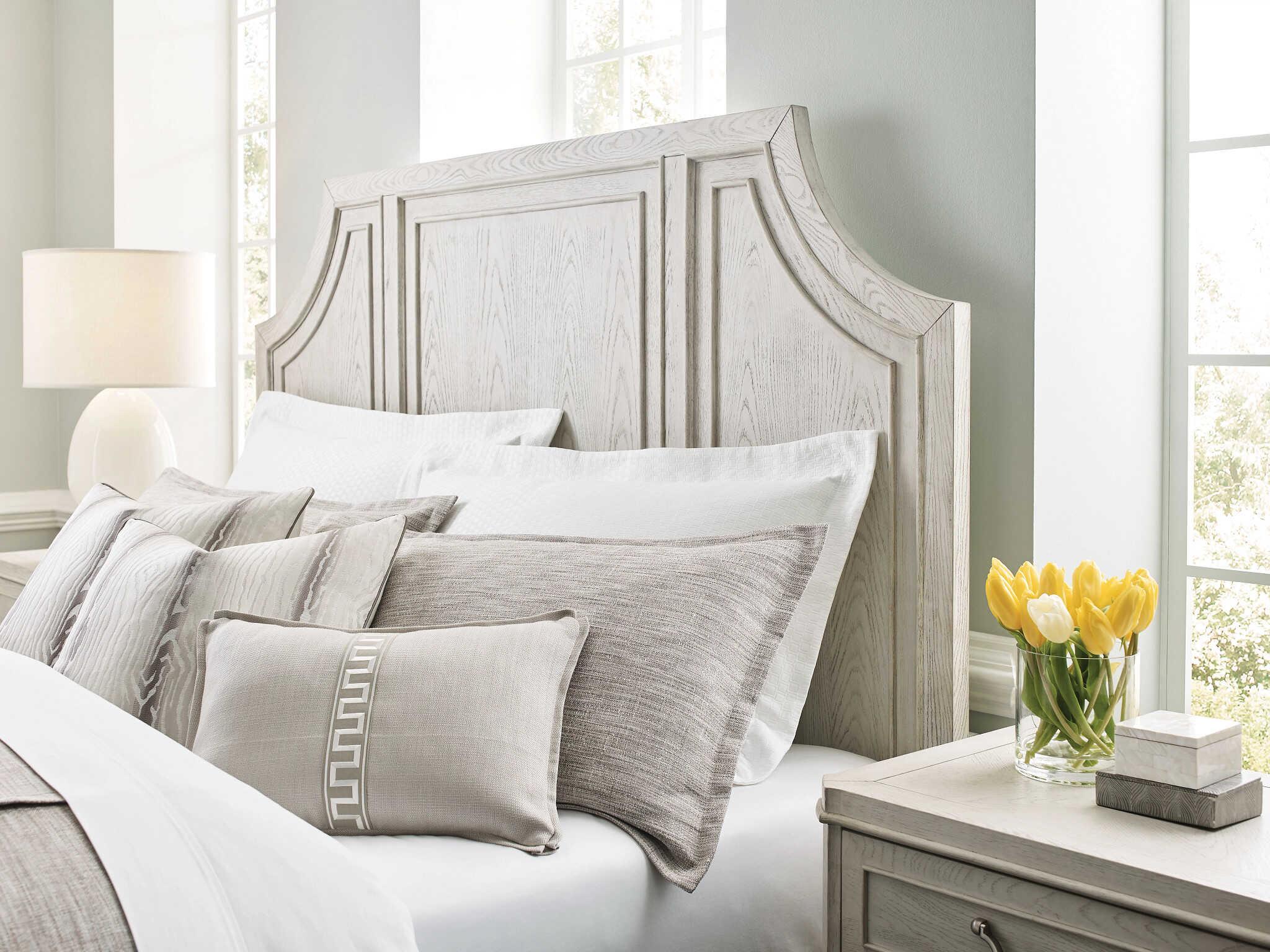 American Drew Harmony Angeline Eggshell White Oak Wood King Panel Bed