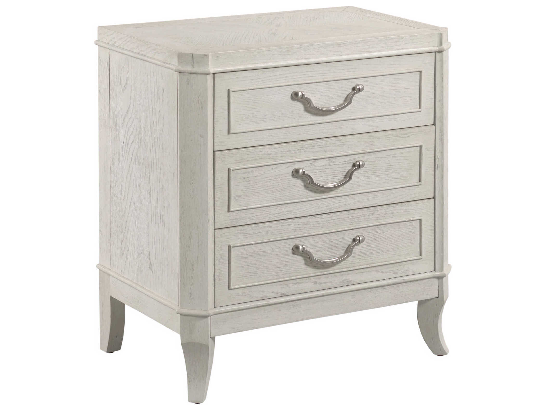 American Drew Harmony Emelie 3-Drawers White Oak Wood Nightstand