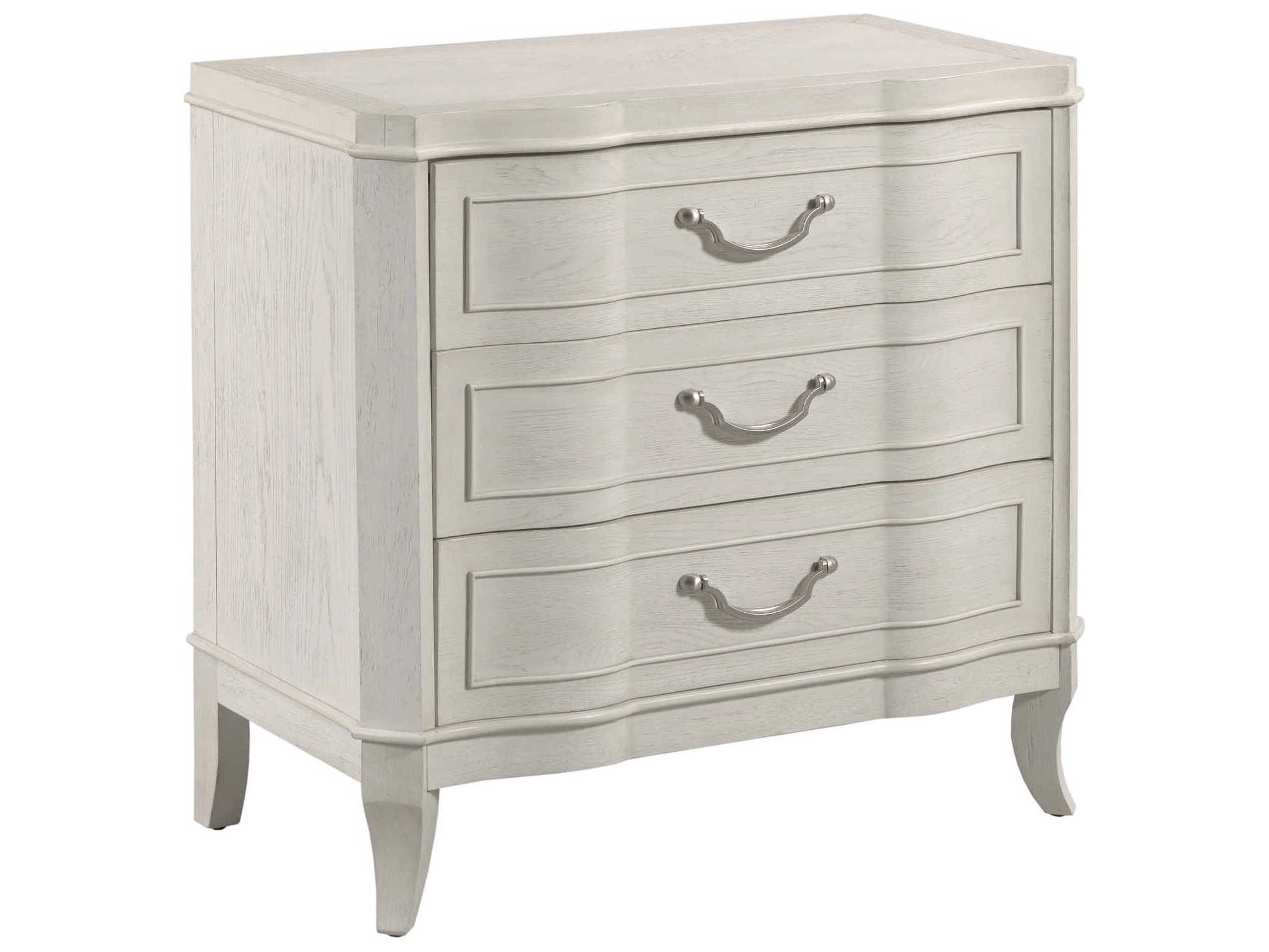 American Drew Harmony Angeline 3-Drawers White Oak Wood Nightstand