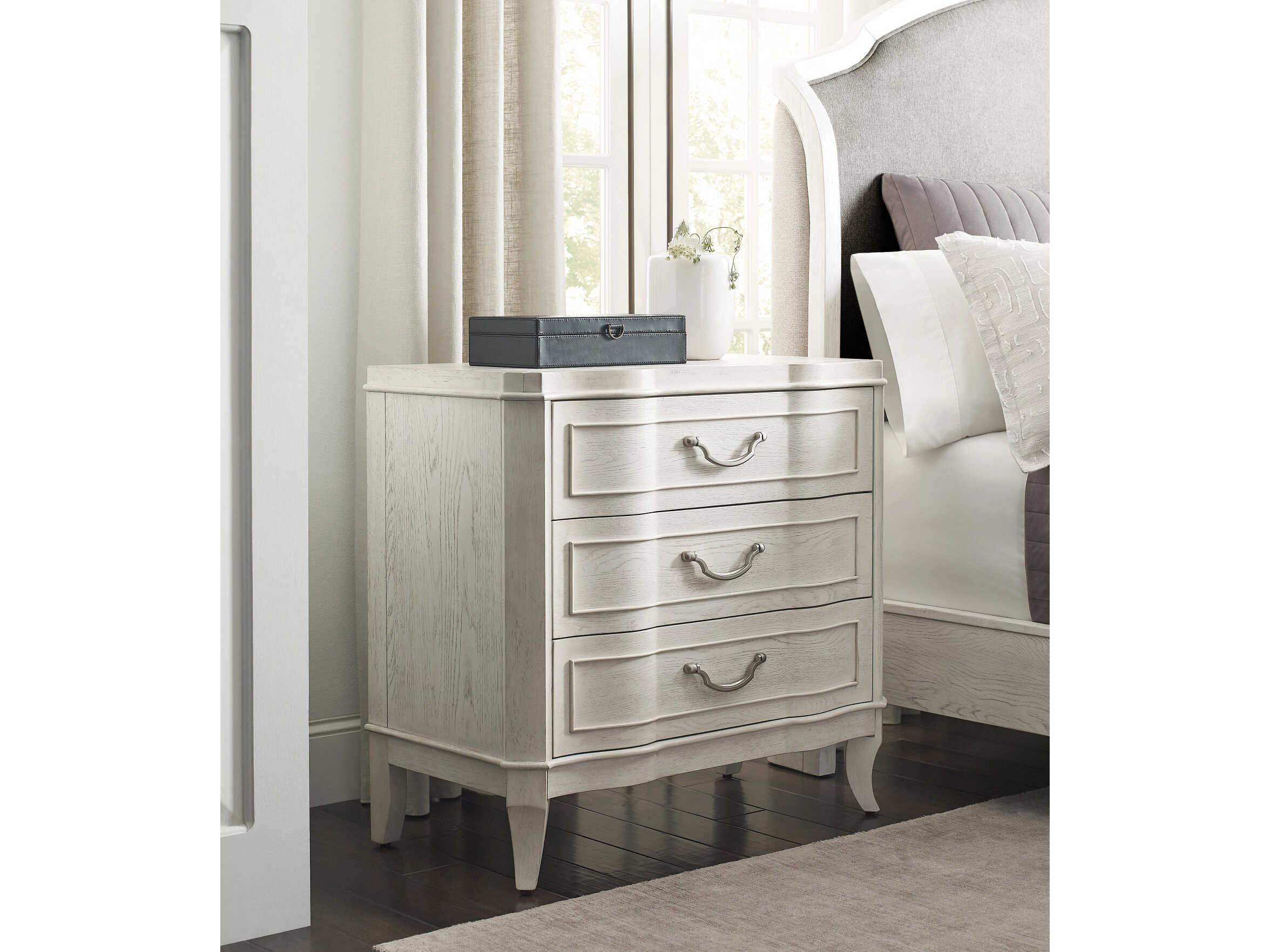 American Drew Harmony Angeline 3-Drawers White Oak Wood Nightstand