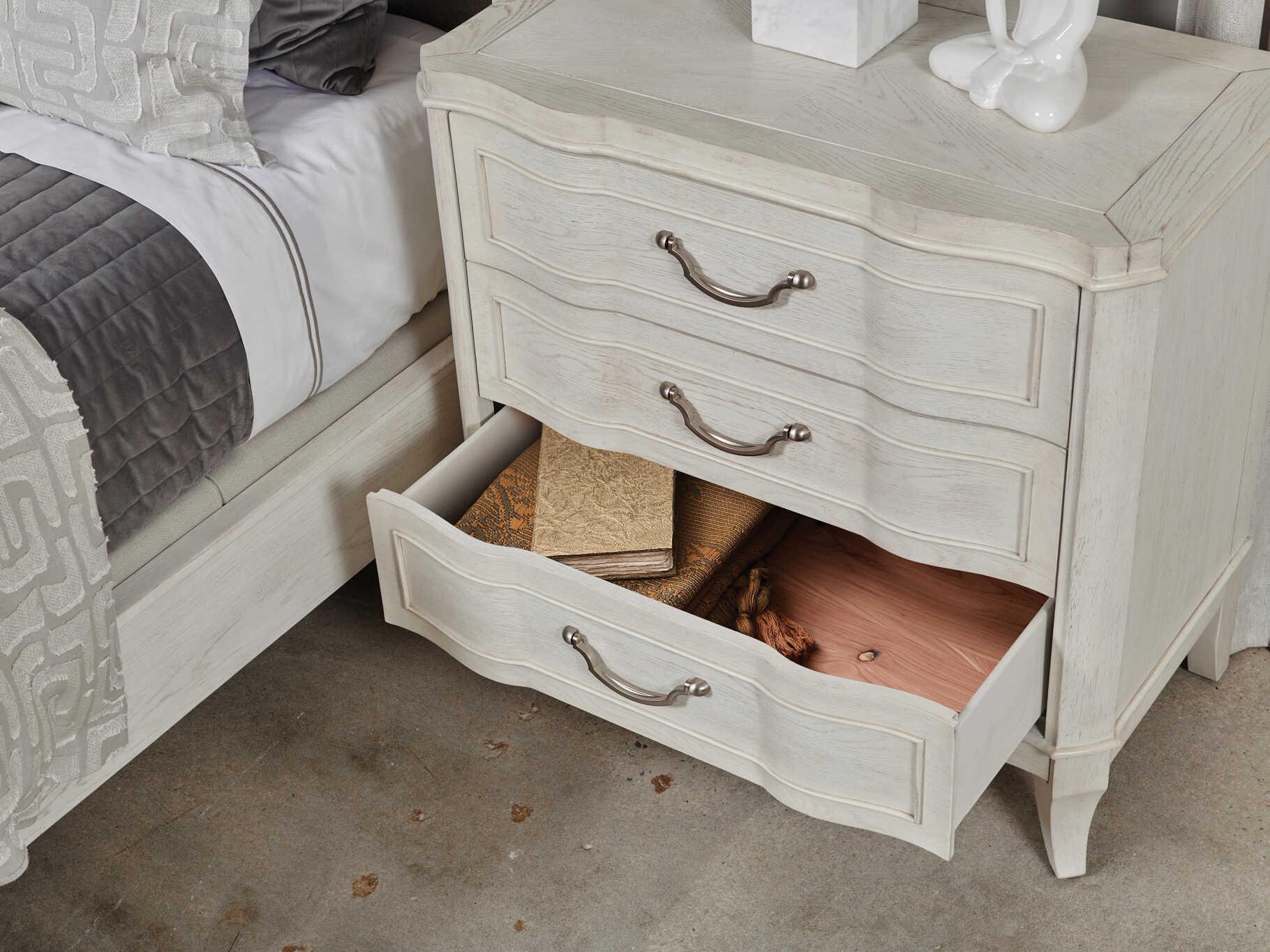 American Drew Harmony Angeline 3-Drawers White Oak Wood Nightstand