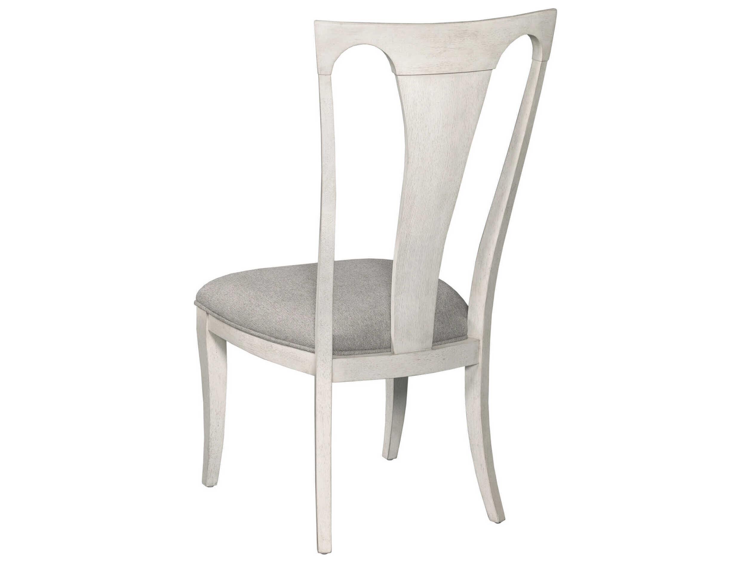 American Drew Harmony Nevin Oak Wood White Upholstered Armless Dining Chair